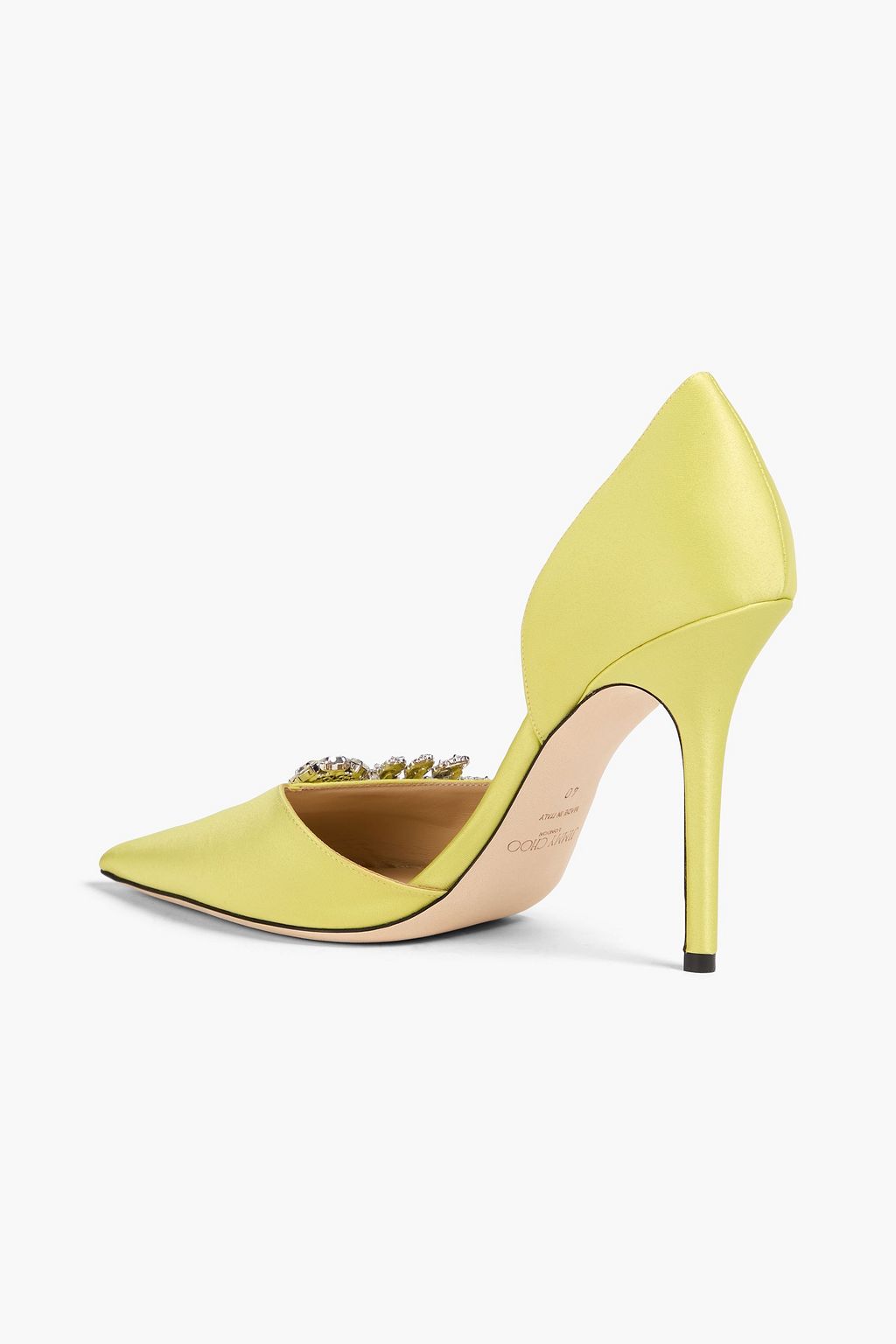 JIMMY CHOO Crystal-embellished sateen pumps