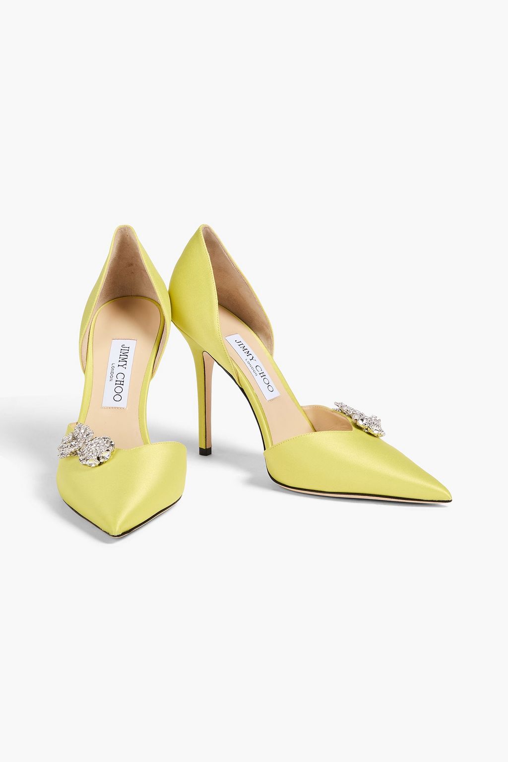 JIMMY CHOO Crystal-embellished sateen pumps