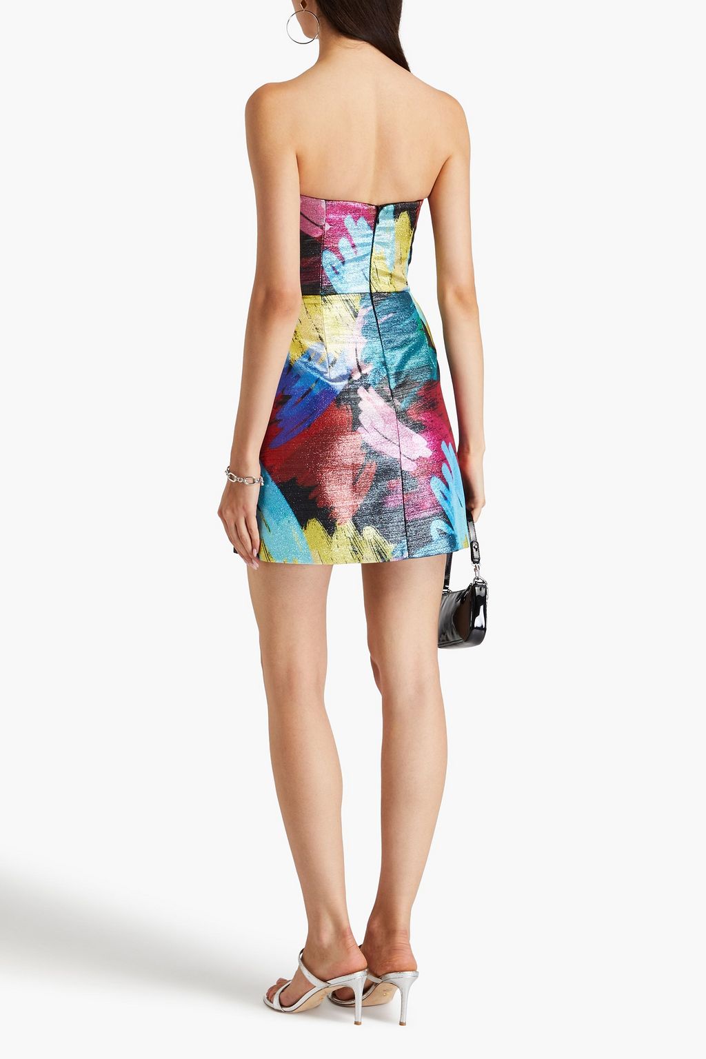 REBECCA VALLANCE Saint-Antoine bow-detailed metallic printed crepe mini dress
