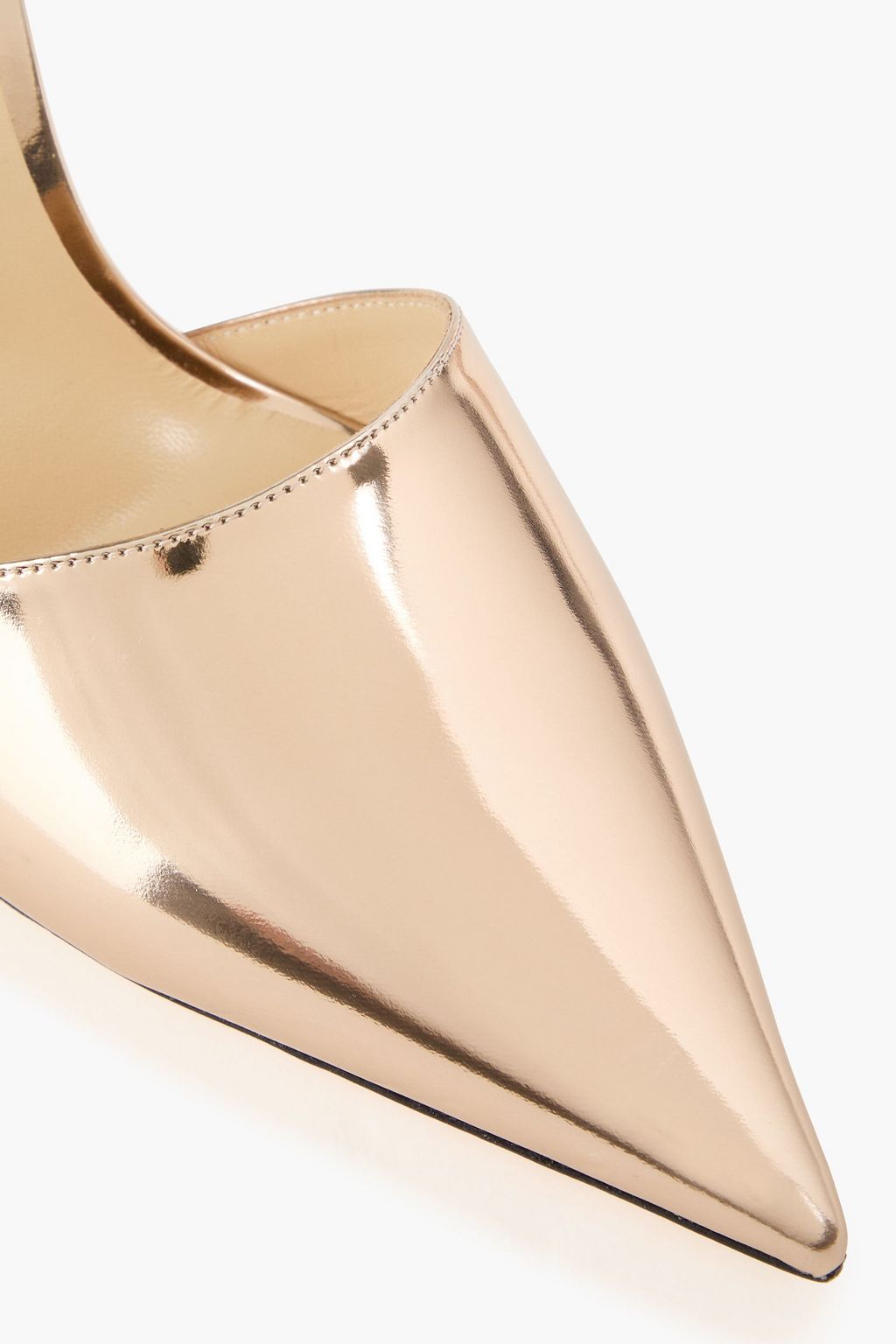 JIMMY CHOO حذاء بكعب عالٍ «ليني 100» من الجلد مزين بزخارف بلون معدني