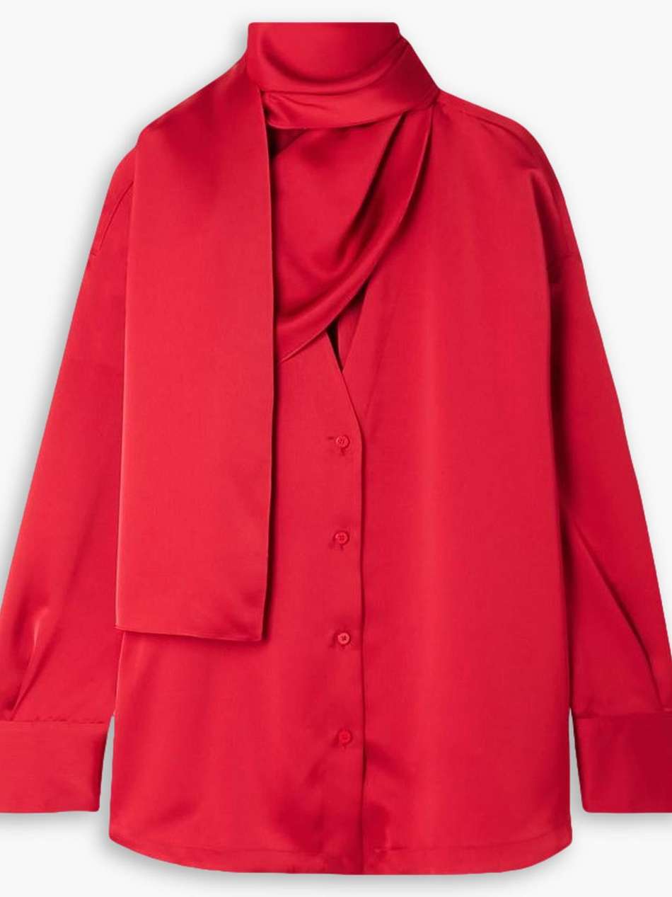 bonnie draped satin blouse