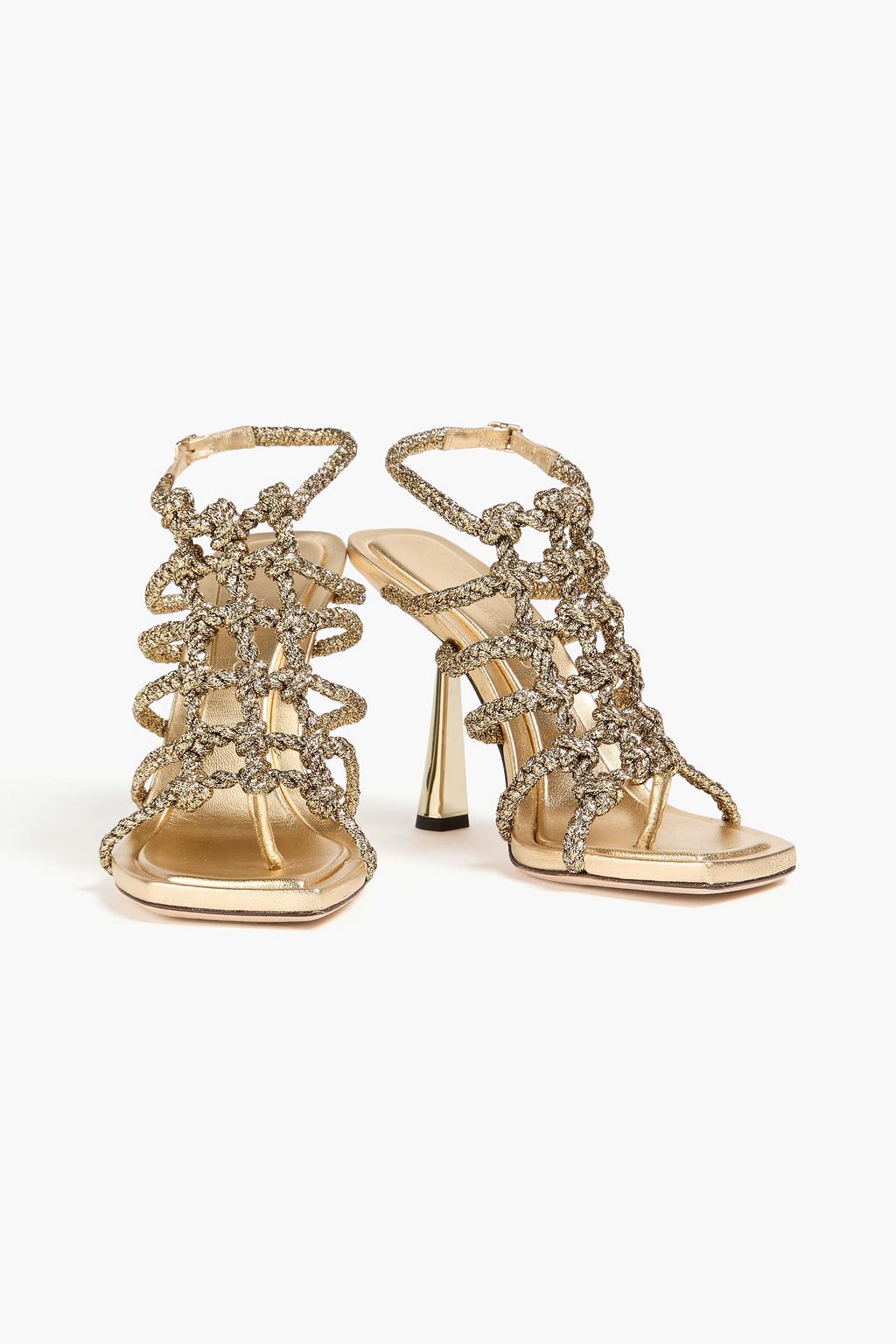 JIMMY CHOO صندل «لوبزيل 100» بأحبال ولون معدني