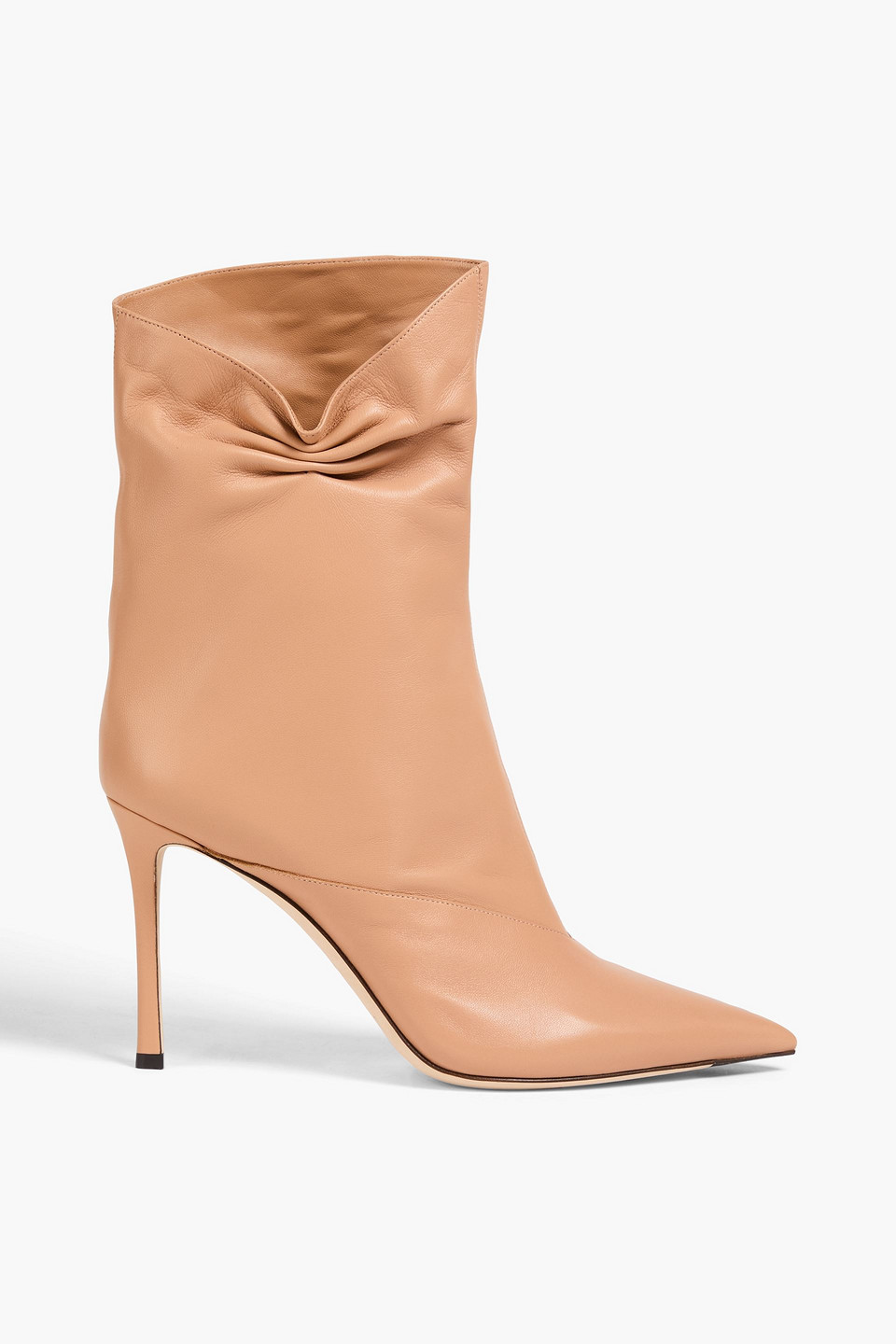 Jimmy Choo - Oriel ruched leather ankle boots - Neutral - EU 40.5
