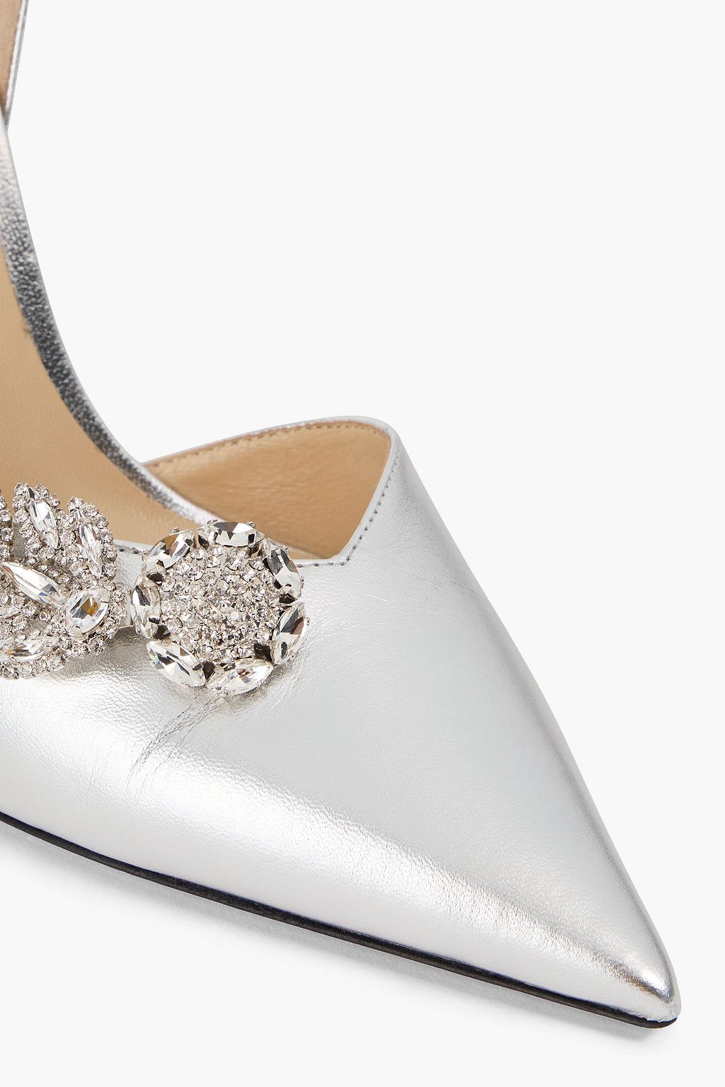 JIMMY CHOO Crystal--embellished metallic leather pumps
