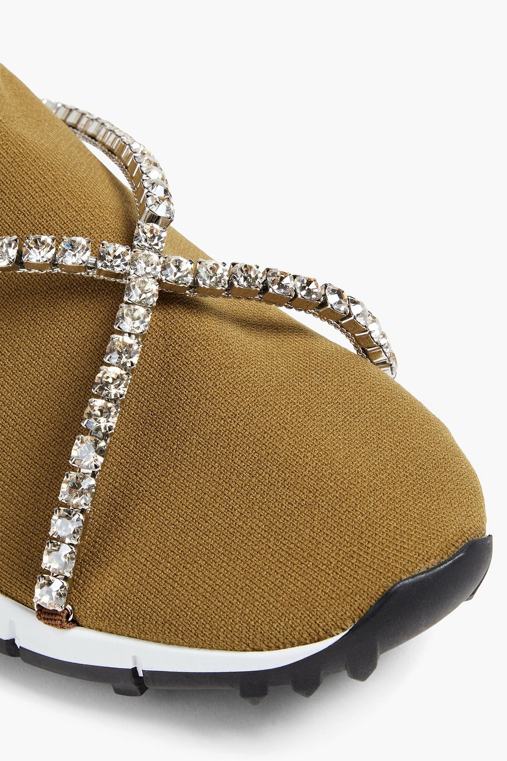 JIMMY CHOO Crystal-embellished stretch-knit sneakers