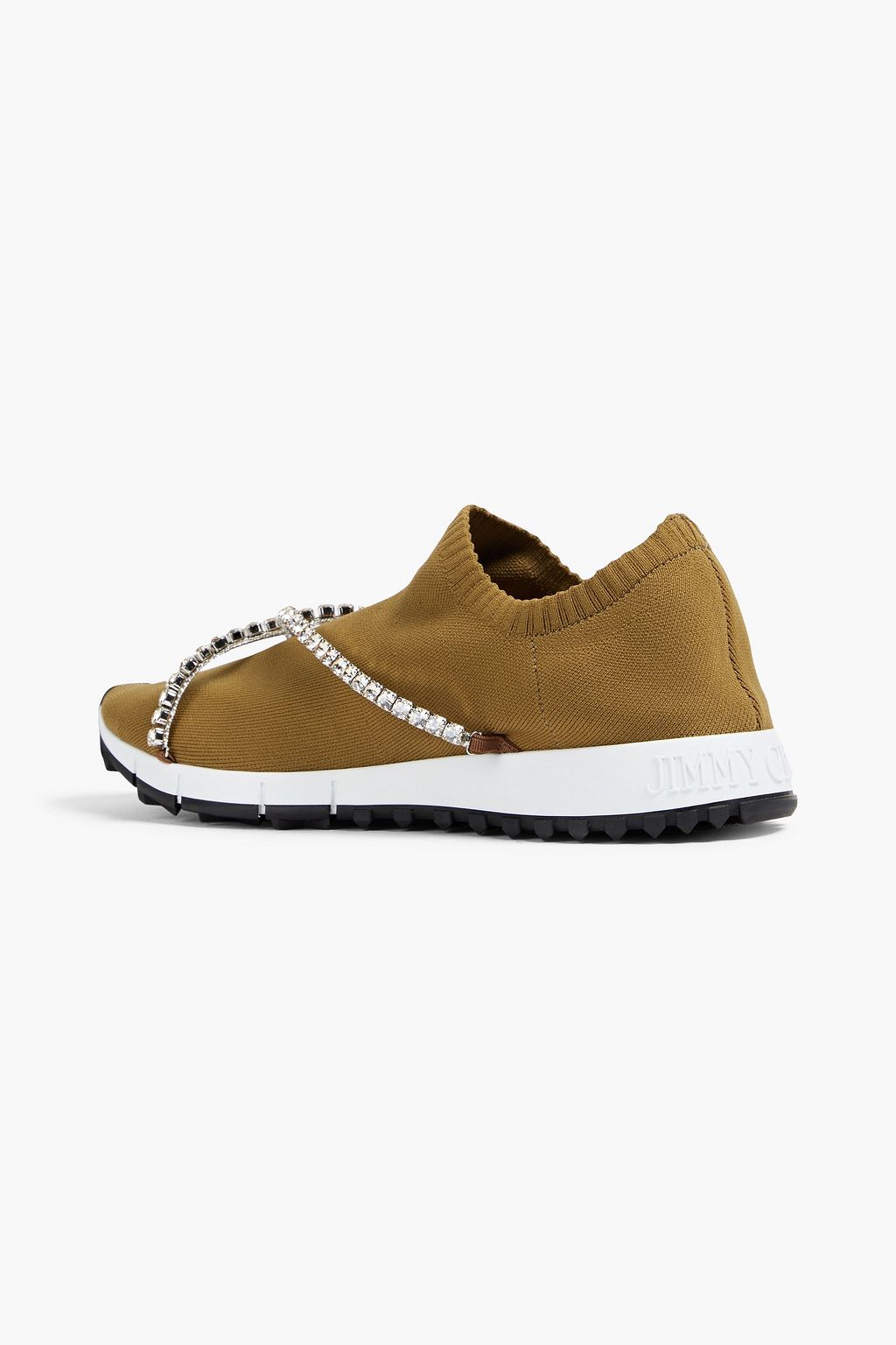 JIMMY CHOO Crystal-embellished stretch-knit sneakers