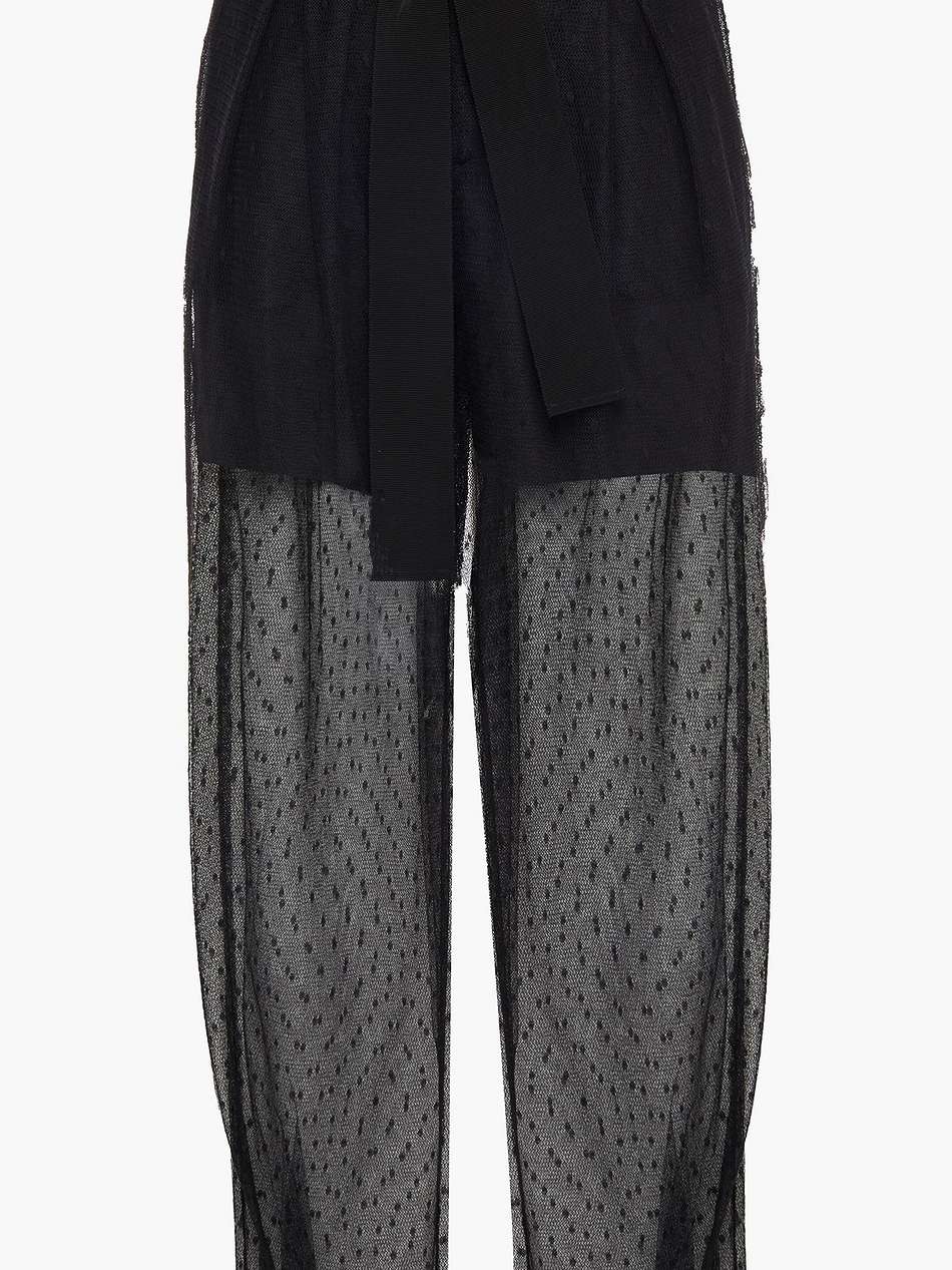 belted point d'esprit tapered pants