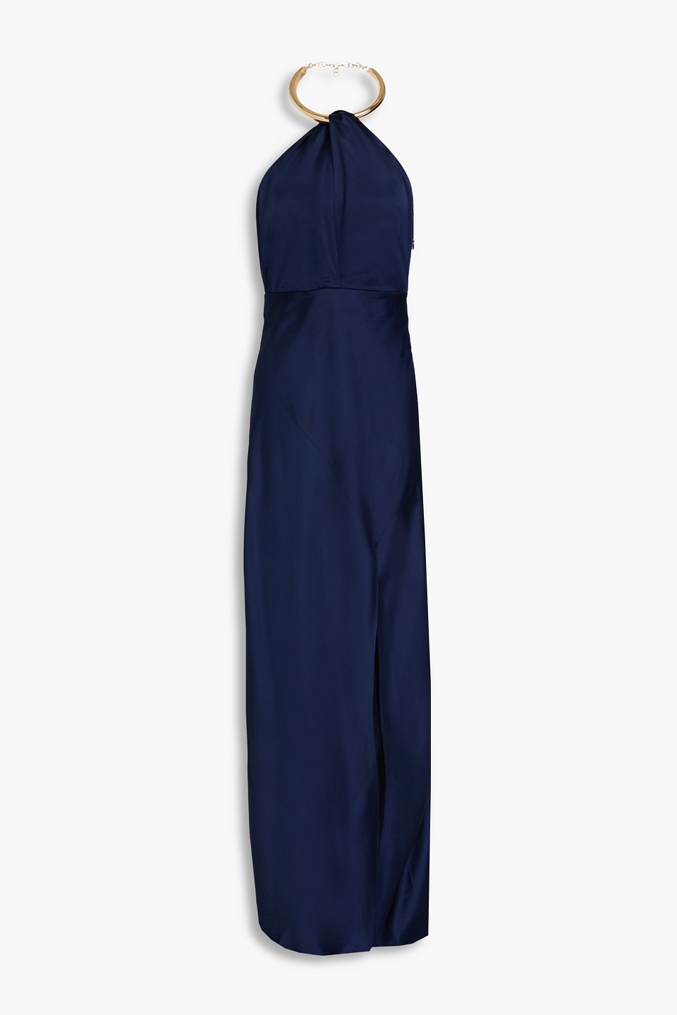 Nicholas Edyth Embellished Cutout Satin Maxi Dress In Navy
