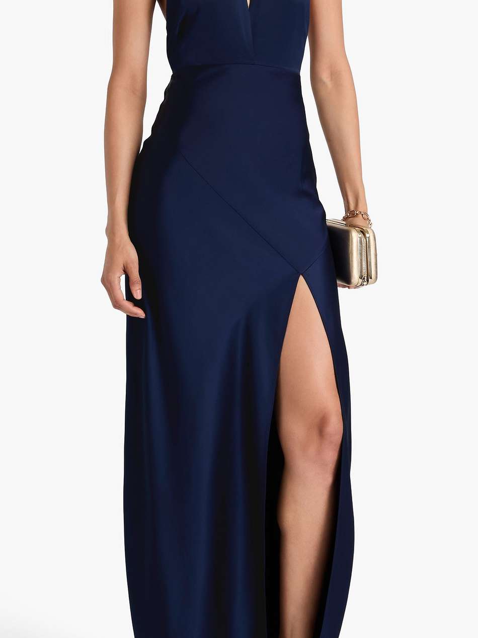 edyth embellished satin halterneck maxi dress
