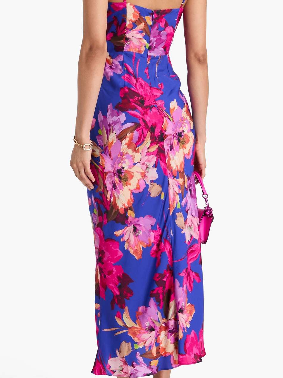 wrap-effect floral-print twill maxi dress