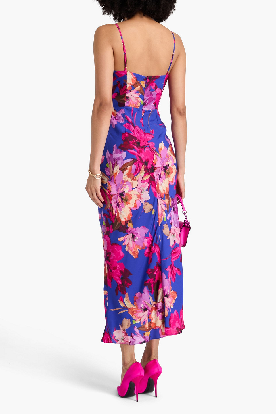 Nicholas Wrap-effect Floral-print Twill Maxi Dress In Indigo