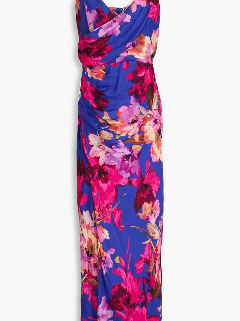 wrap-effect floral-print twill maxi dress