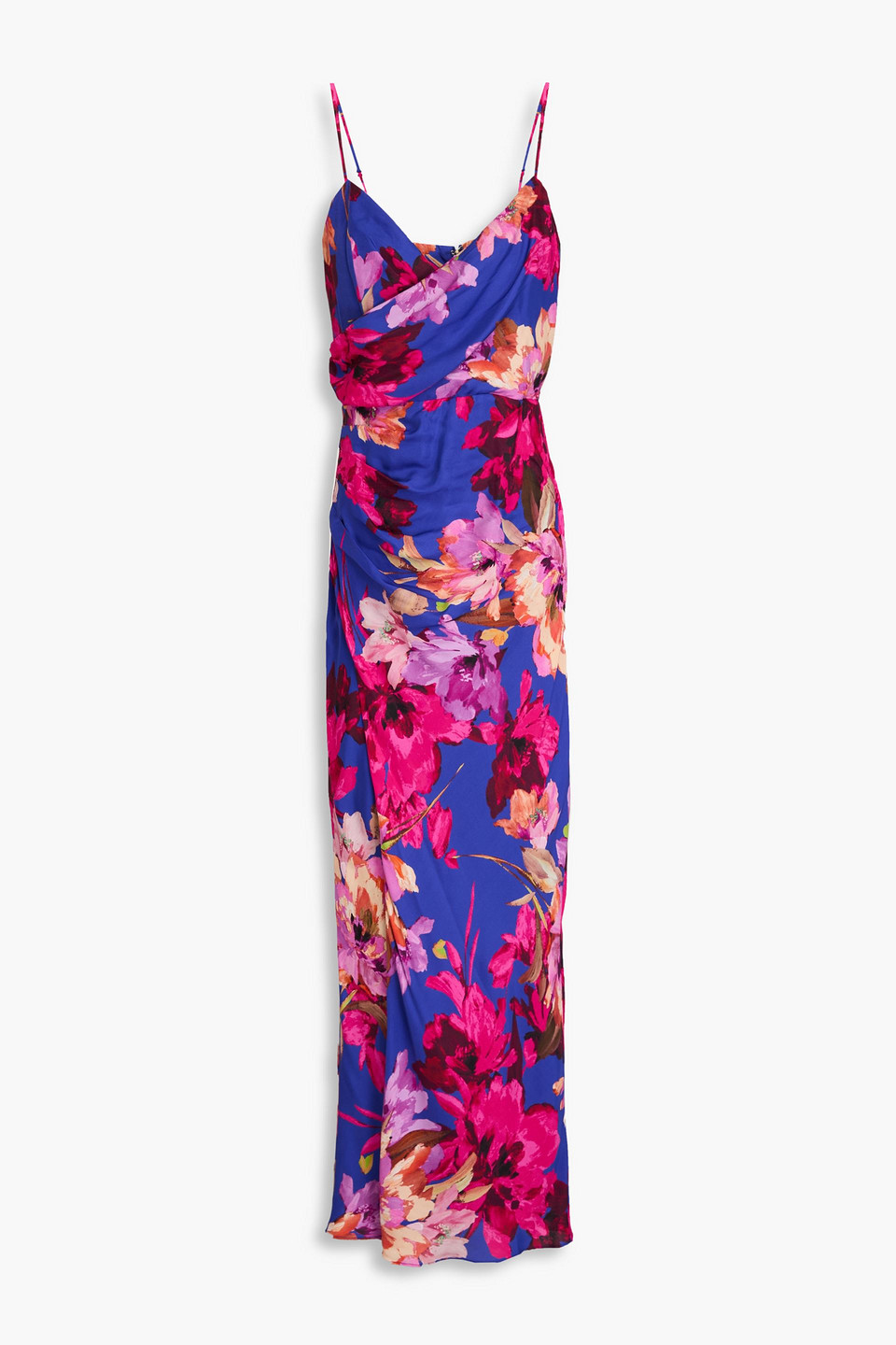 Nicholas Wrap-effect Floral-print Twill Maxi Dress In Indigo
