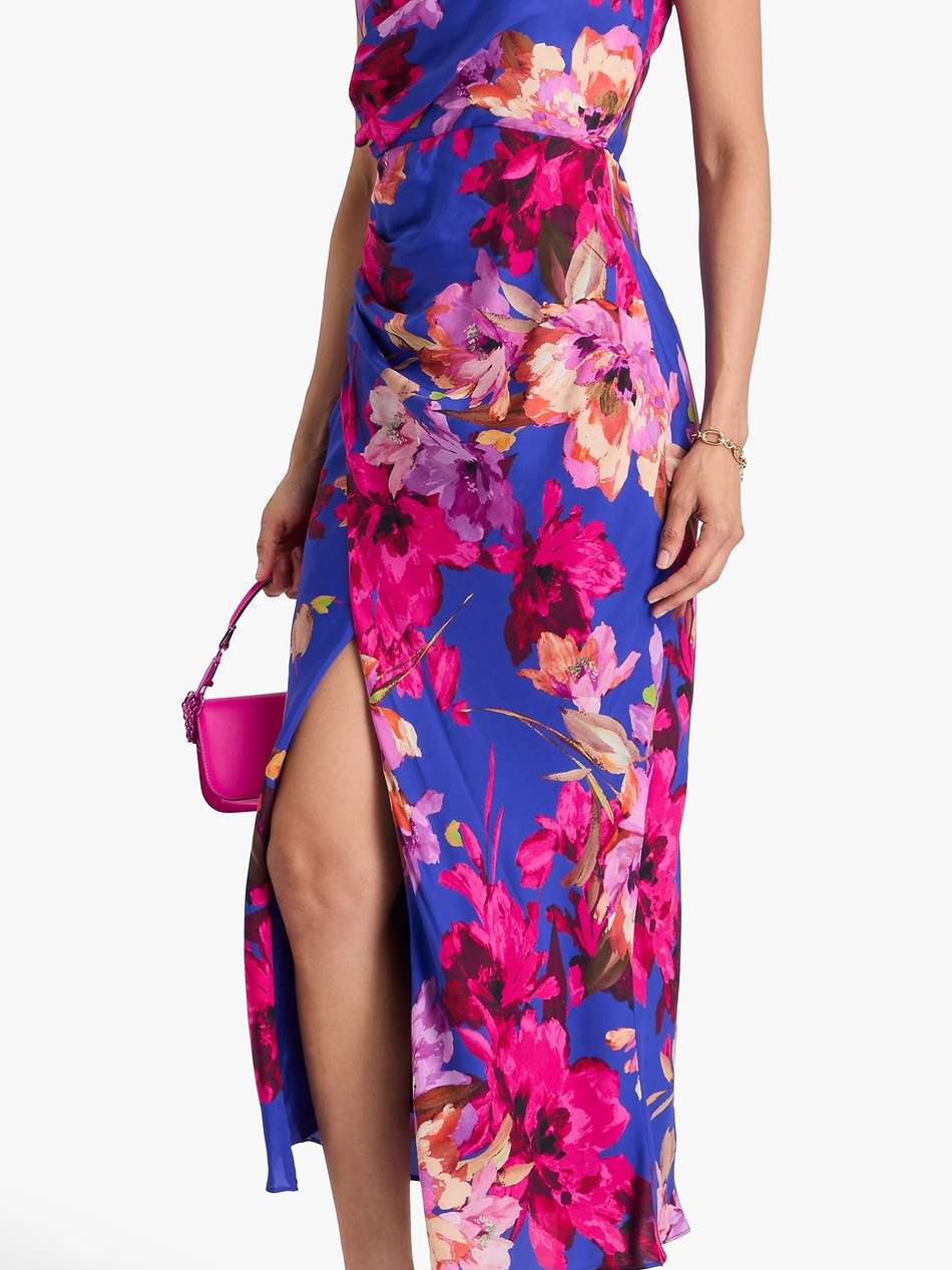 wrap-effect floral-print twill maxi dress
