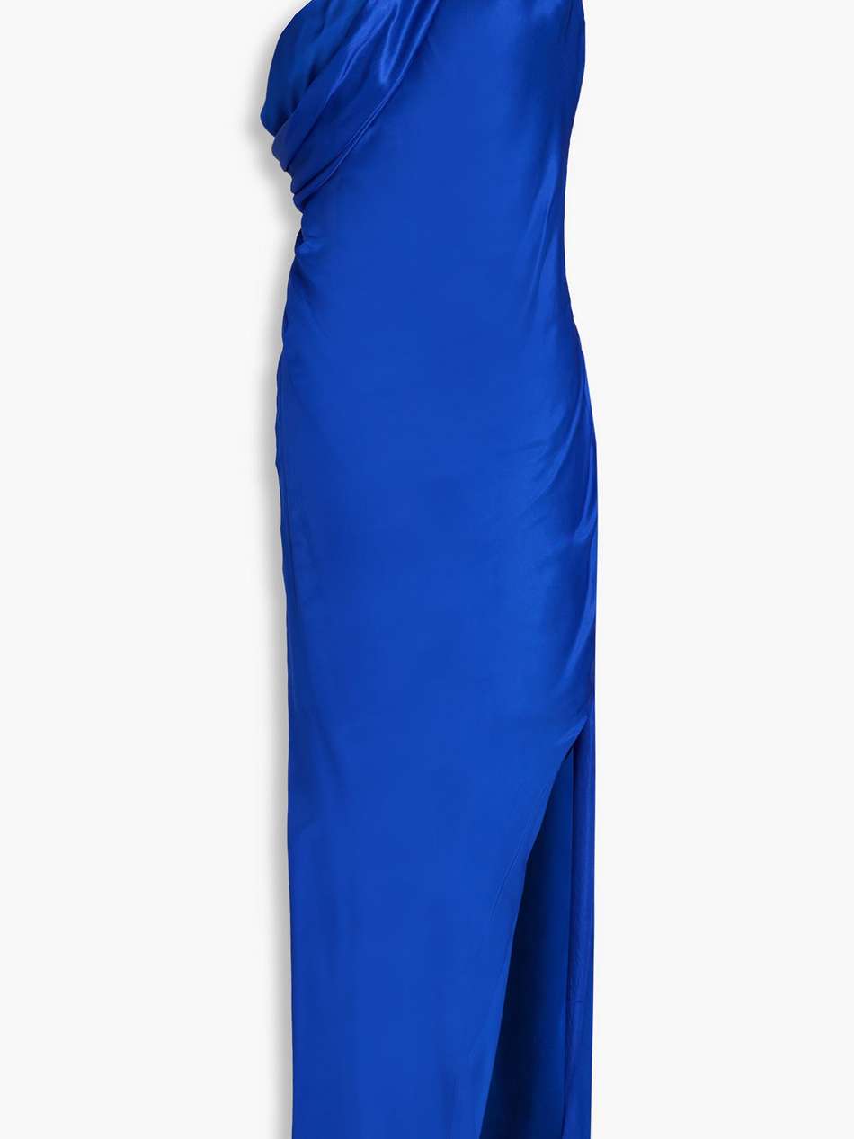 one-shoulder satin maxi dress