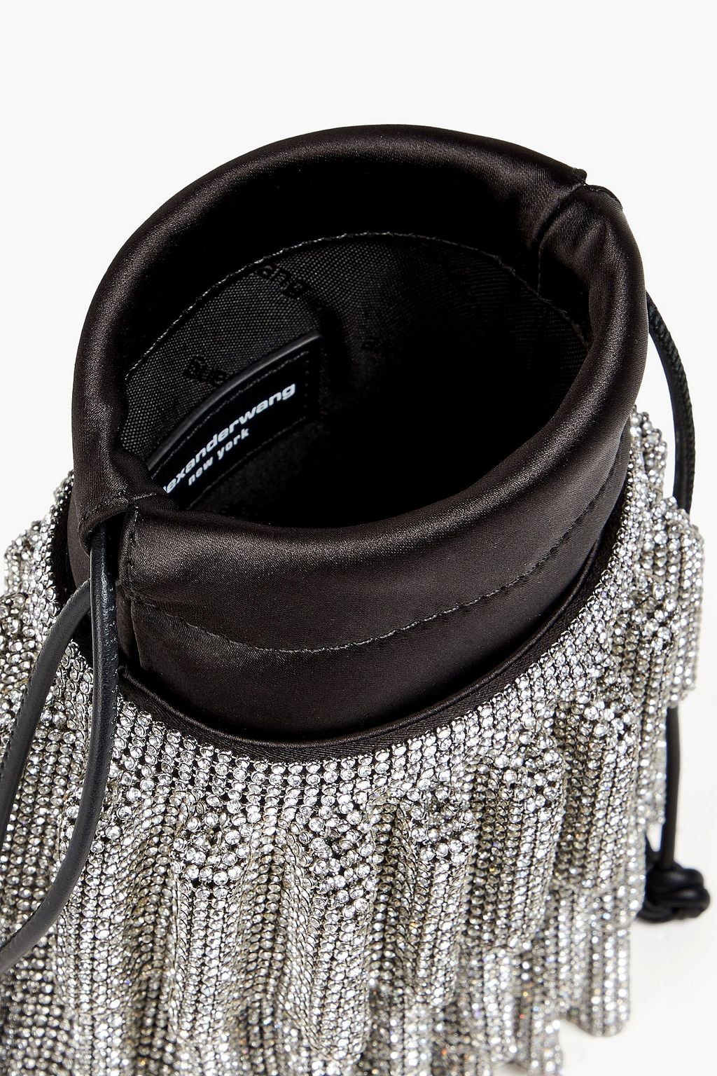 ALEXANDER WANG حقيبة باكيت مصنوعة من الساتان ومزينة بالكريستال