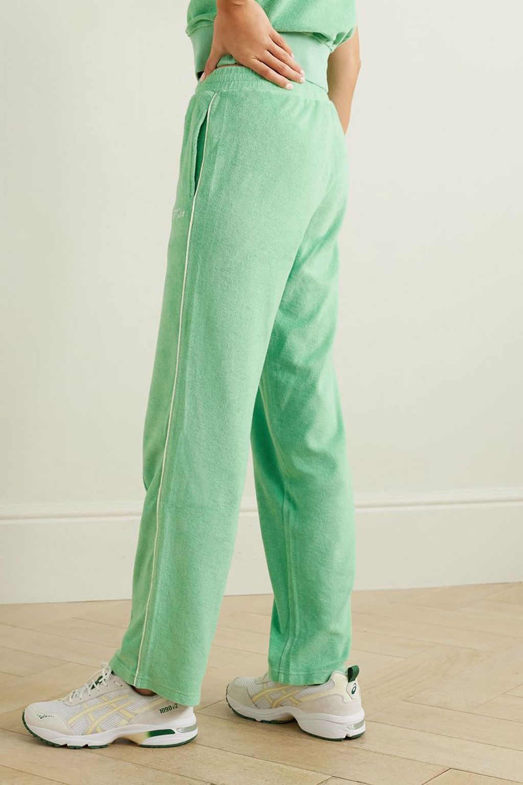 SPORTY & RICH Rizzoli Tennis embroidered cotton-terry track pants