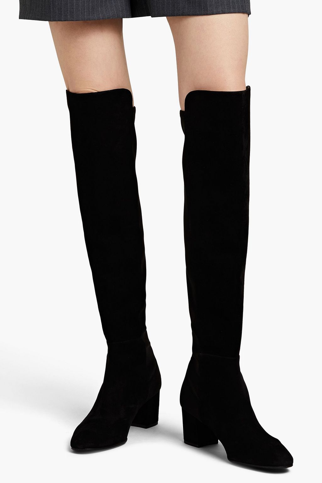 STUART WEITZMAN Microstretch and suede over-the-knee boots