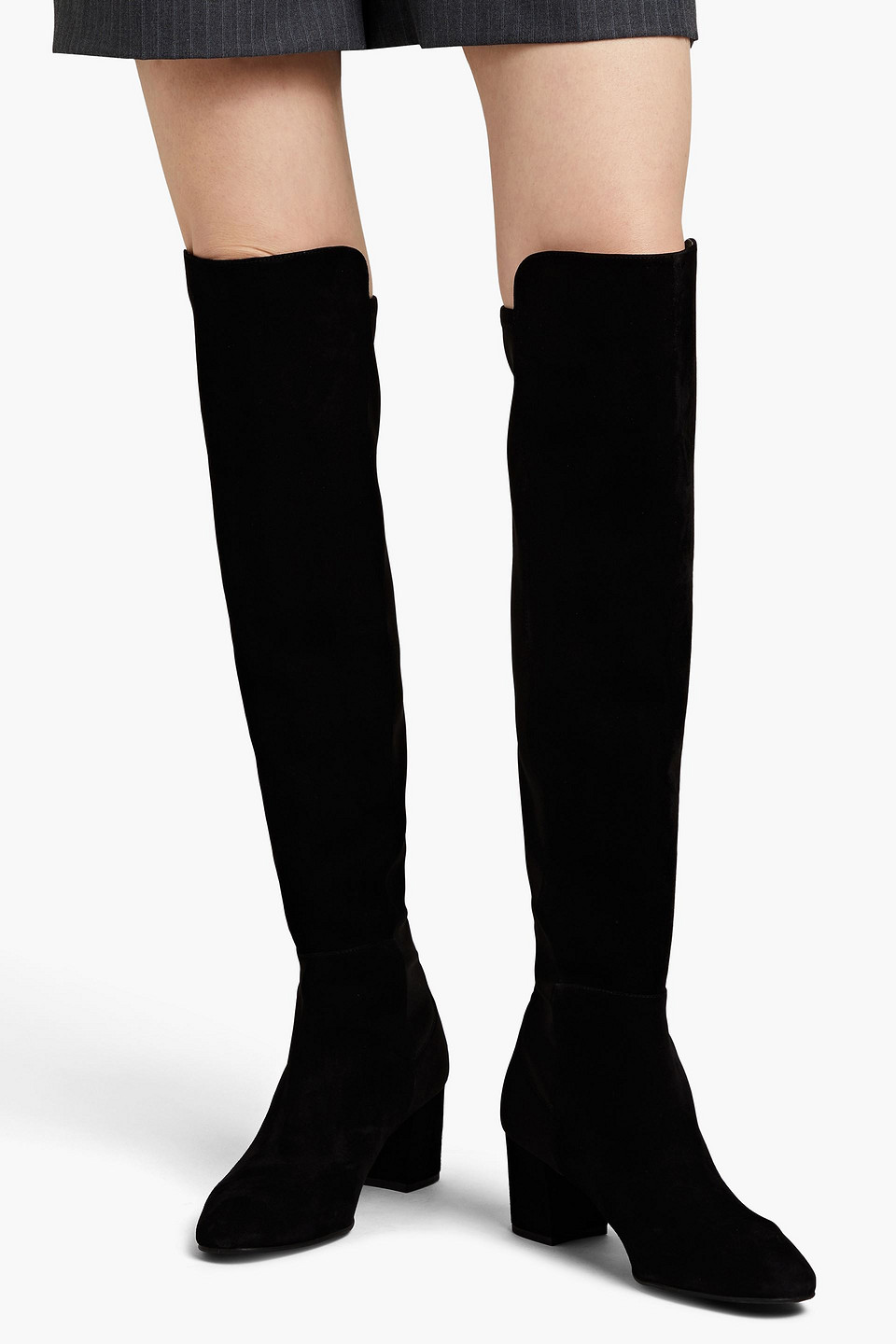 STUART WEITZMAN MICROSTRETCH AND SUEDE OVER-THE-KNEE BOOTS