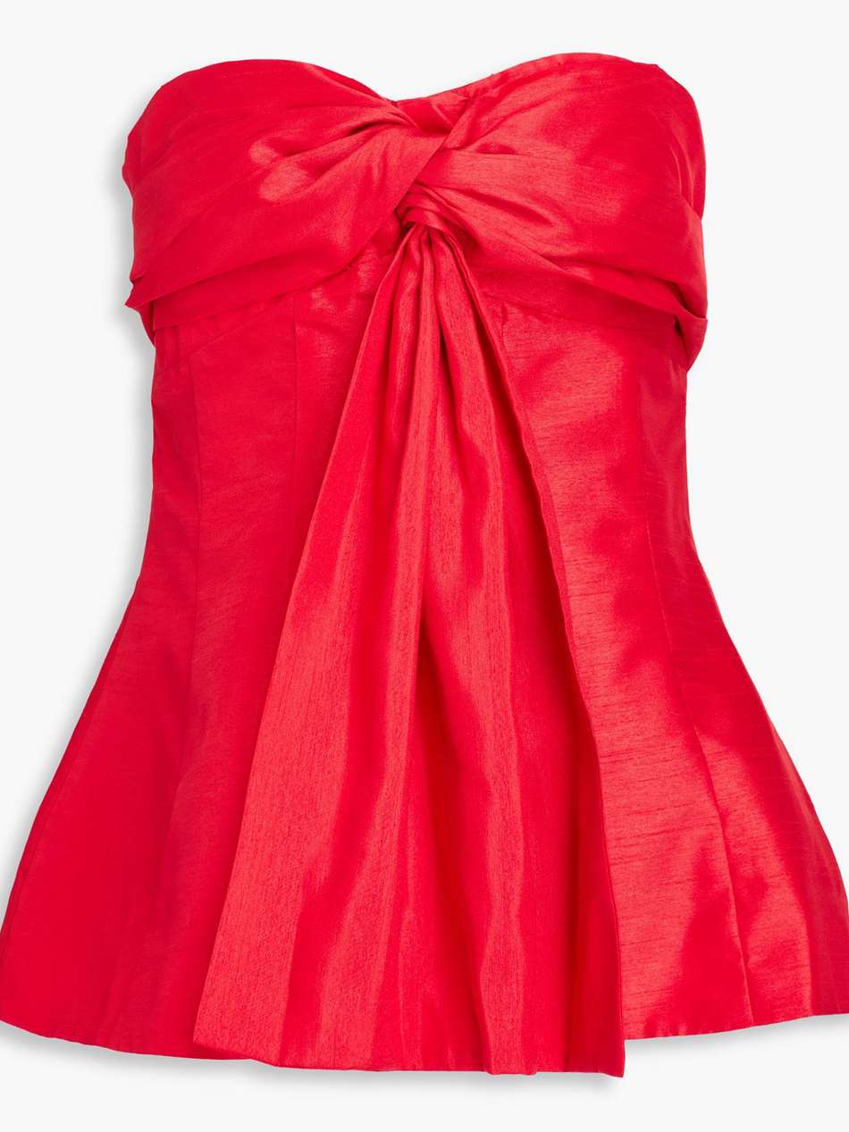 strapless draped shantung top