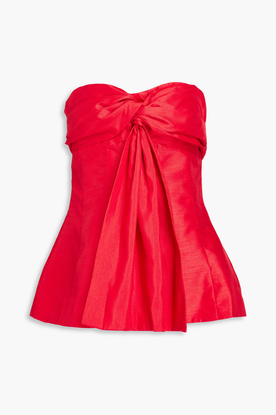 Nicholas Coraline Strapless Pleated Shantung Top In Red