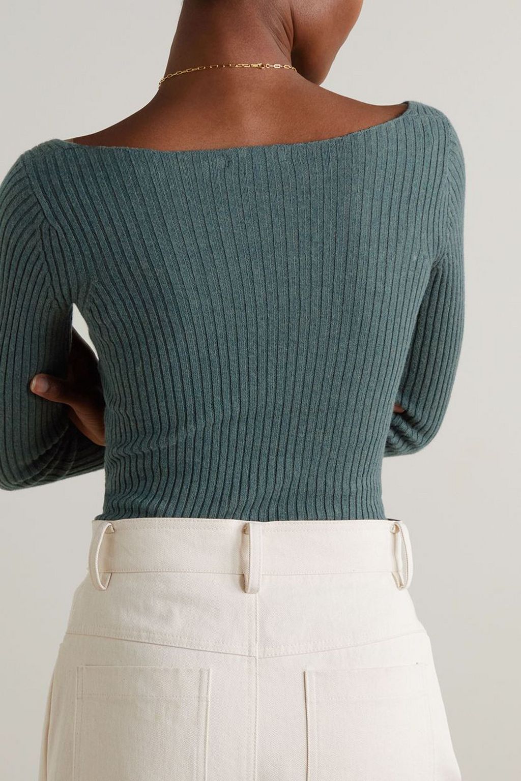 SKIN Meg ribbed cotton-blend top