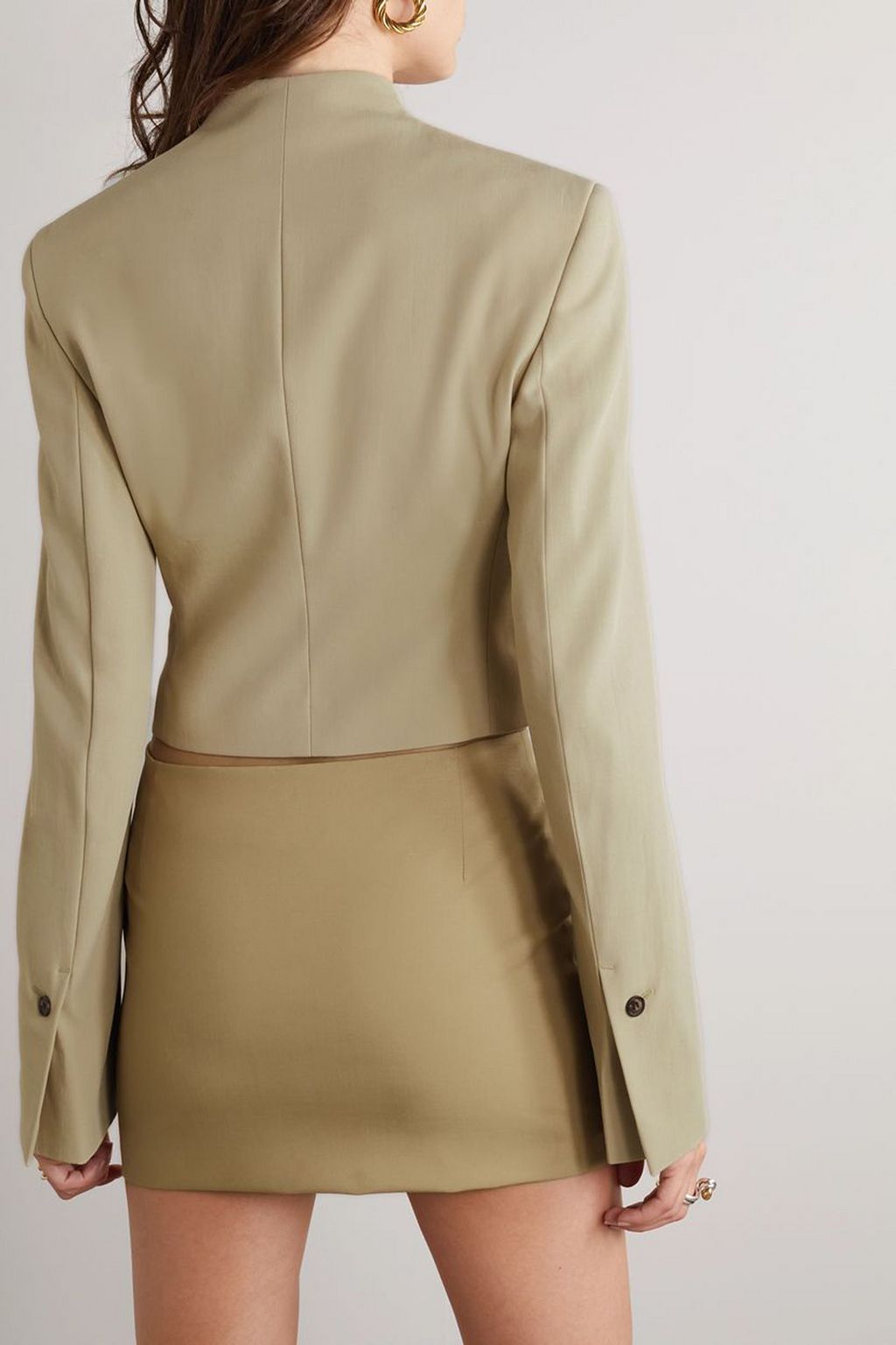 FERRAGAMO بليزر قصير من الصوف بحبكة غران دو بودر