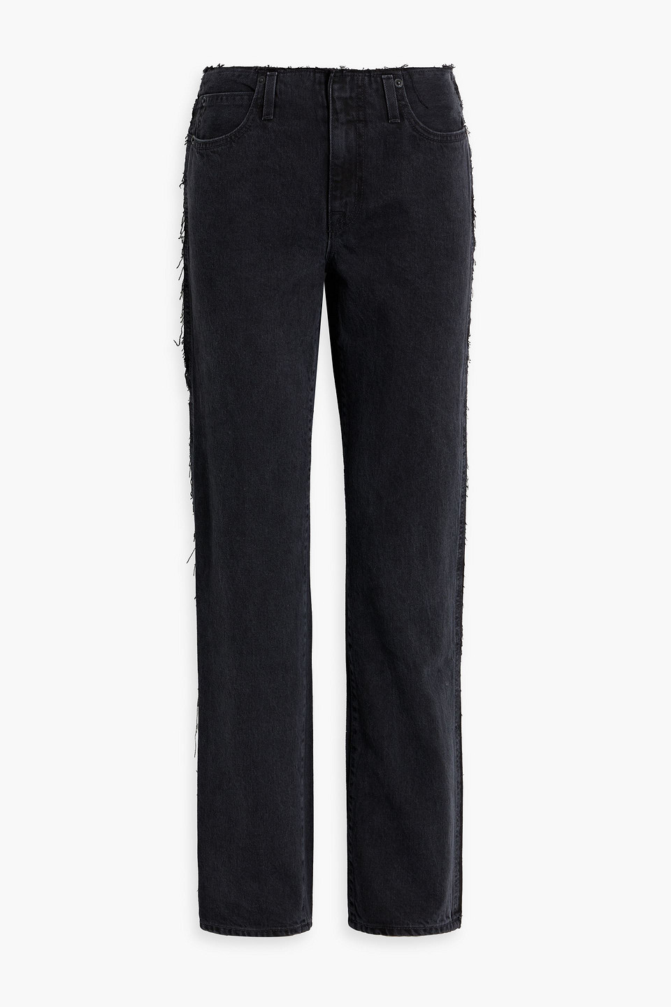 Slvrlake Sophie Distressed Mid-rise Straight-leg Jeans In Black
