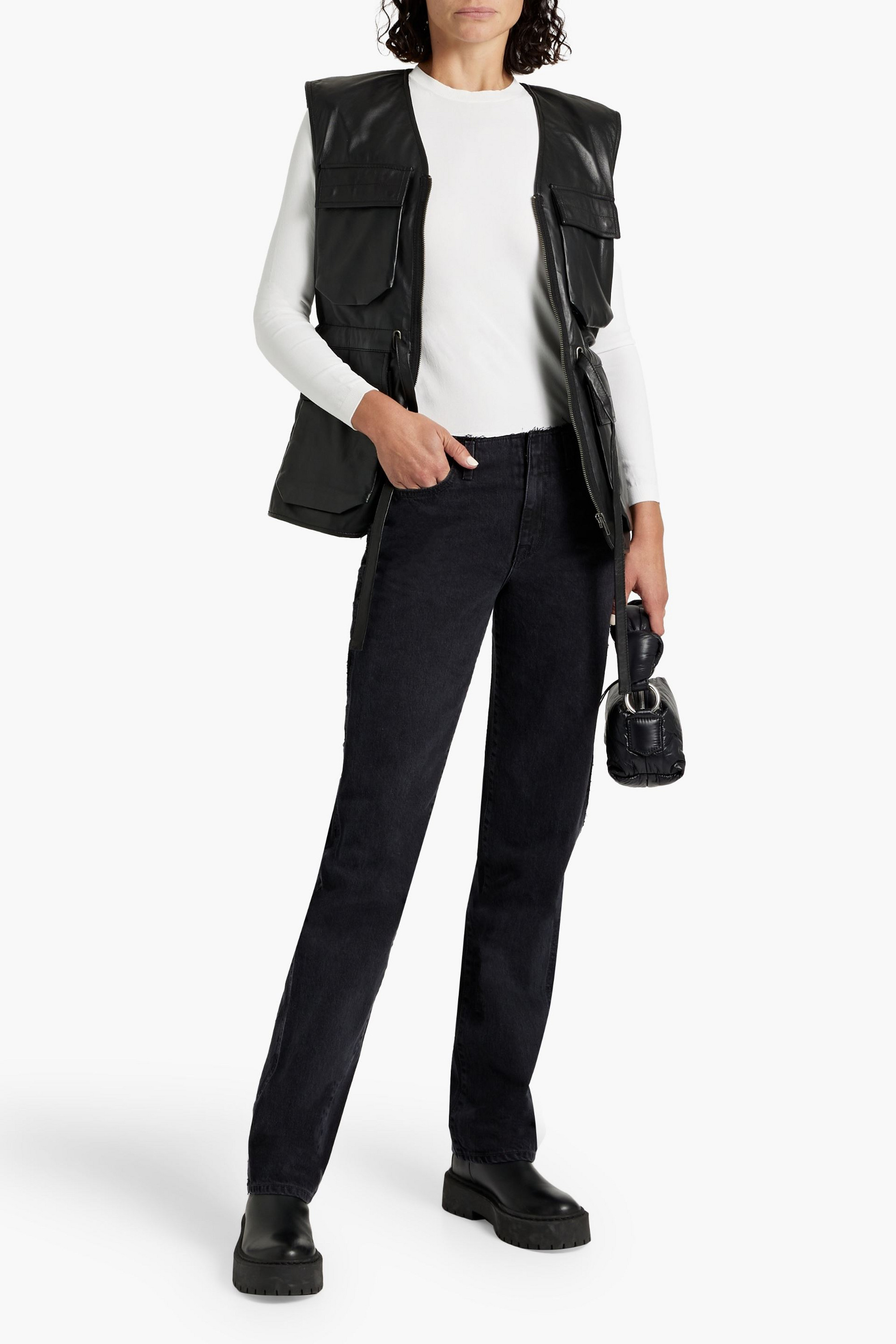 SLVRLAKE Sophie distressed mid-rise straight-leg jeans