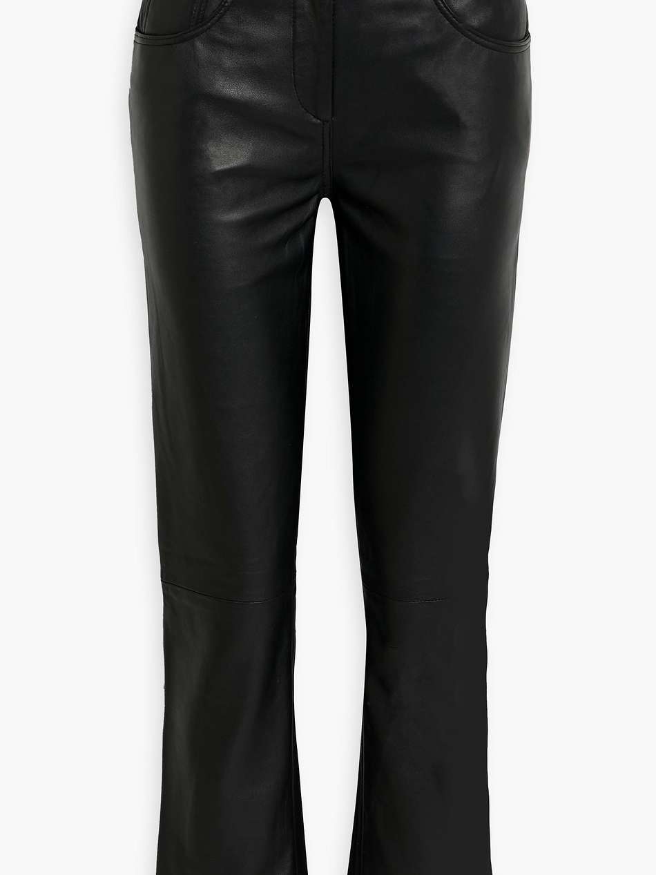 cropped leather straight-leg pants