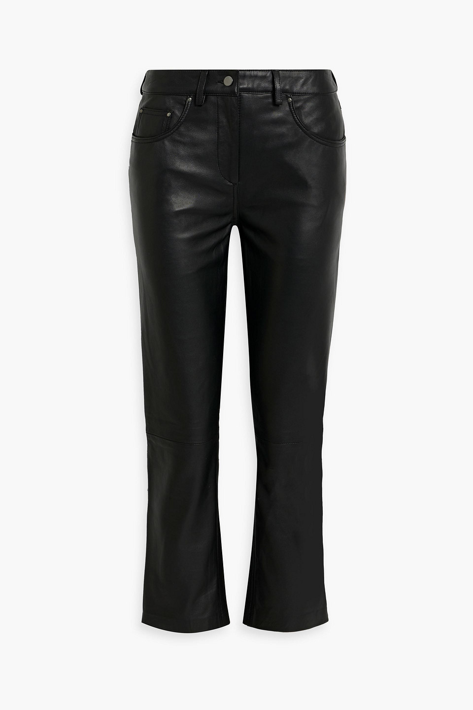 Muubaa Cropped Leather Straight-leg Pants In Black