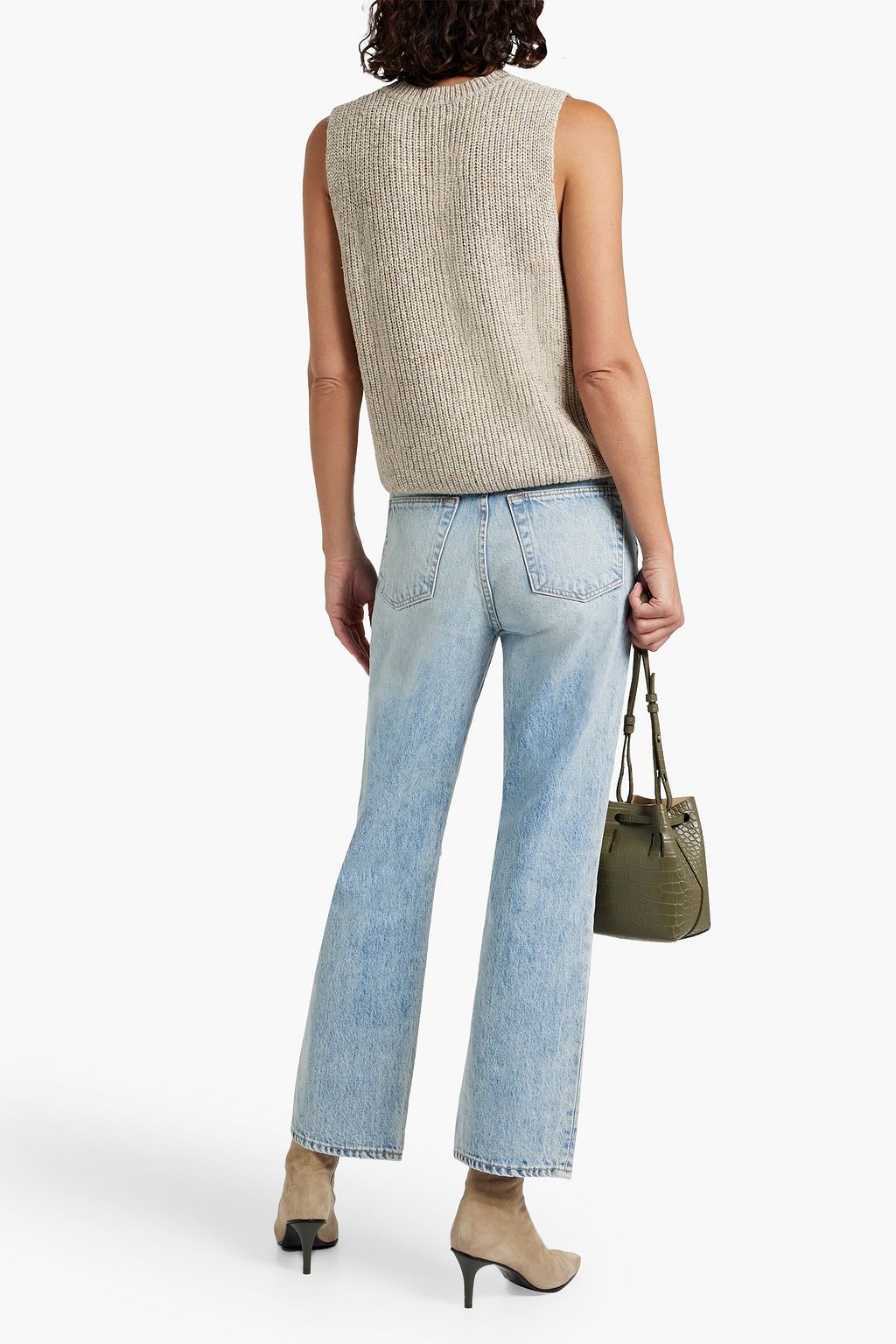 SLVRLAKE London distressed high-rise straight-leg jeans