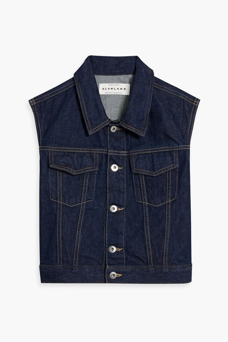 Slvrlake Trucker Cropped Denim Vest In Dark Denim