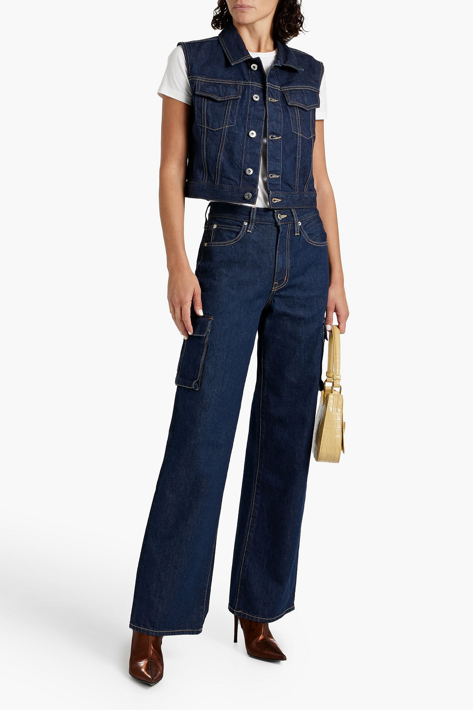 SLVRLAKE TRUCKER CROPPED DENIM VEST