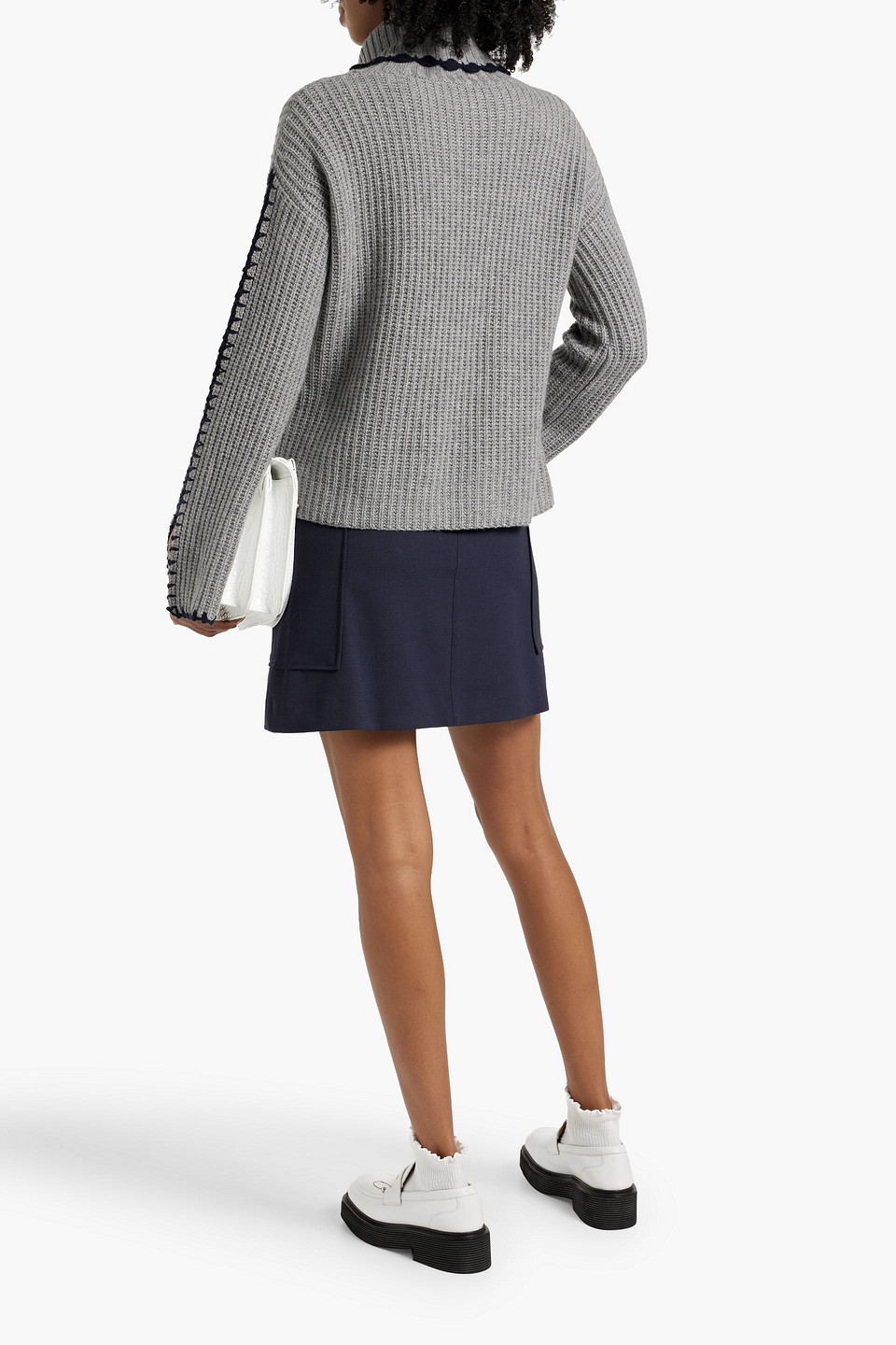 Autumn Cashmere Ribbed-knit Turtleneck Sweater In Gray
