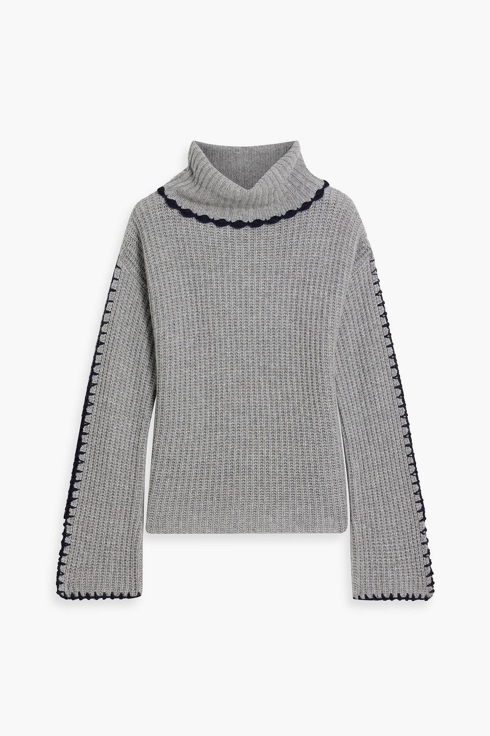 Autumn Cashmere Ribbed-knit Turtleneck Sweater In Gray