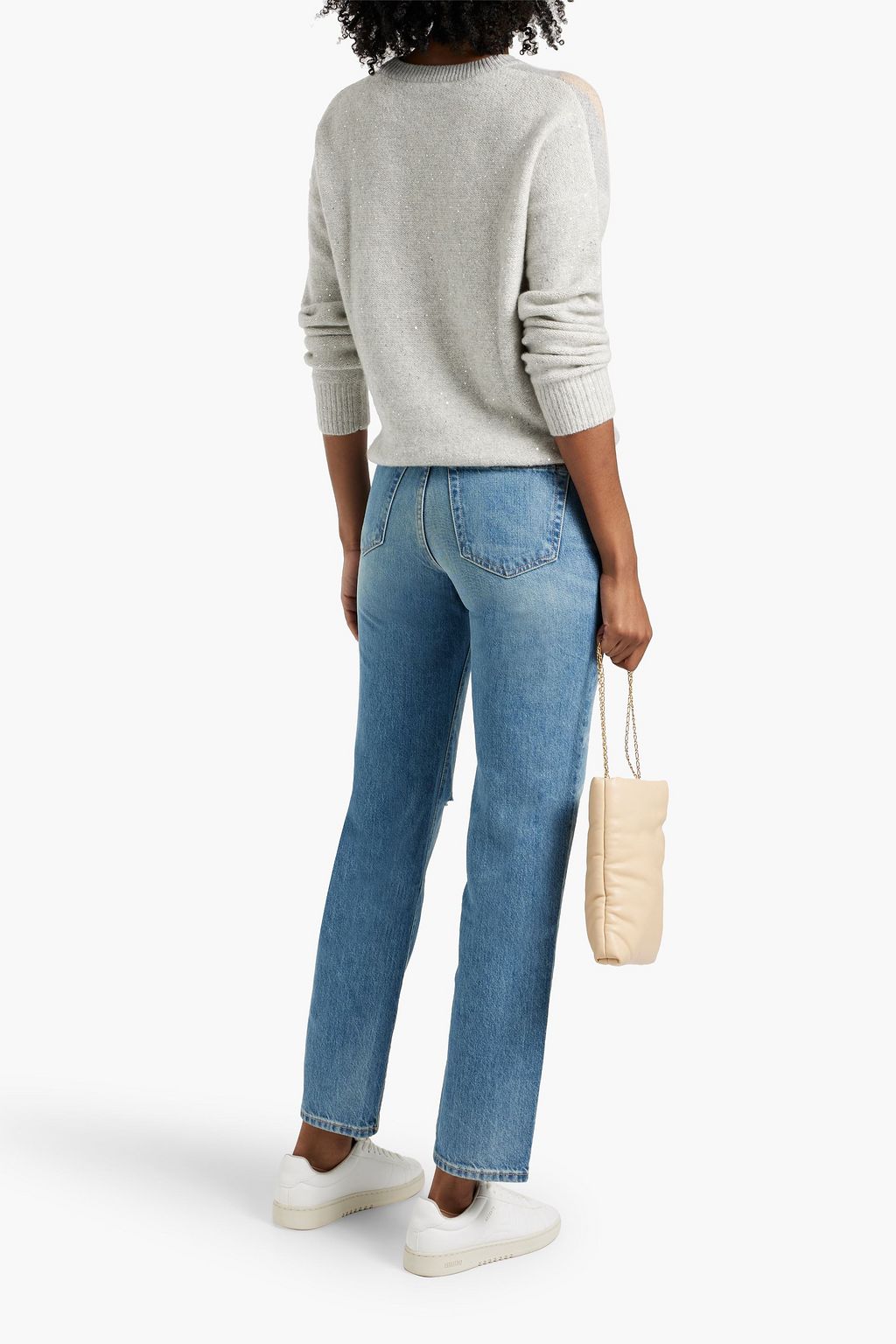 AUTUMN CASHMERE Sequined argyle cashmere-blend sweater