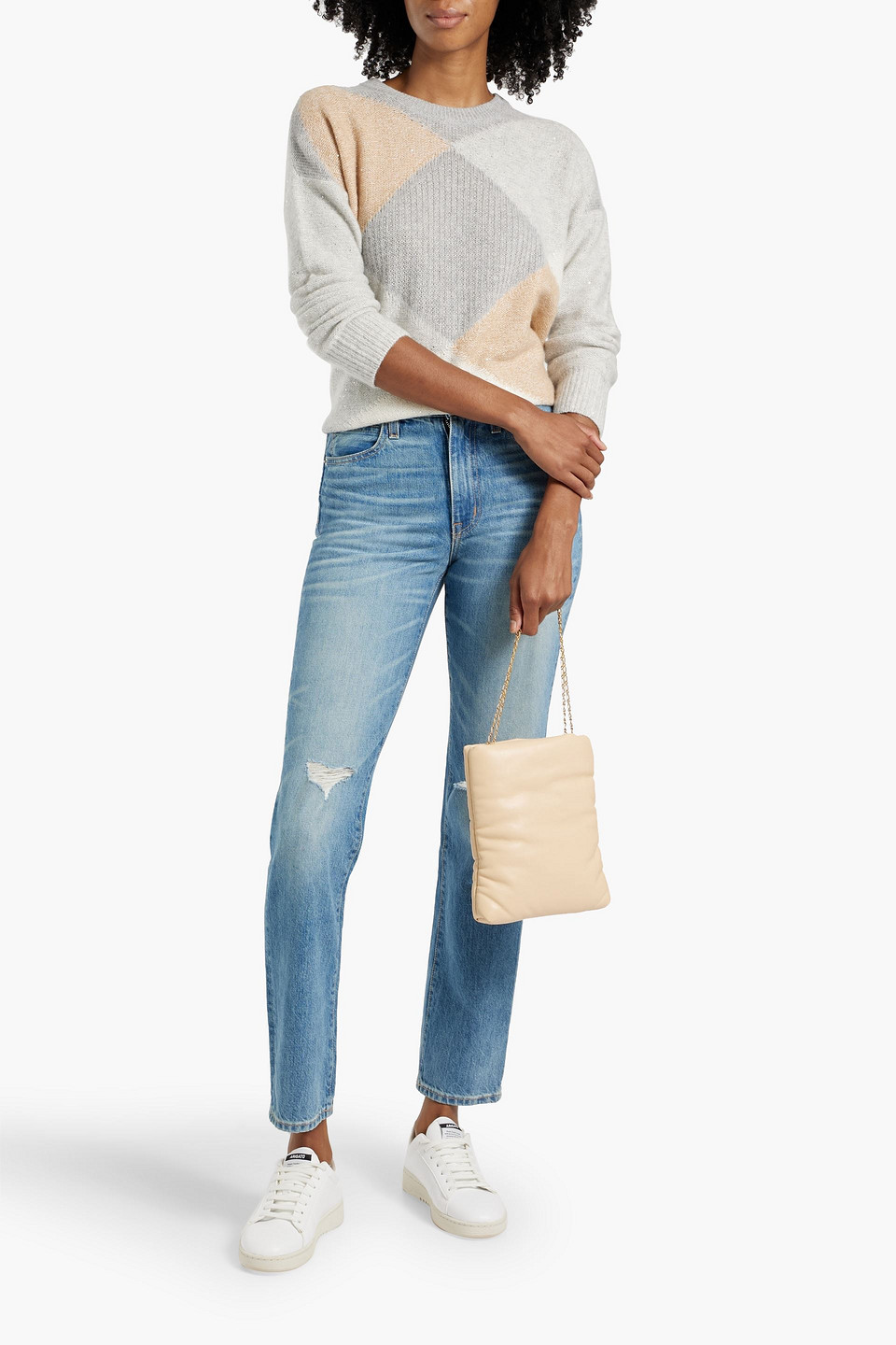 Slvrlake Stella Distressed High-rise Straight-leg Jeans In Mid Denim