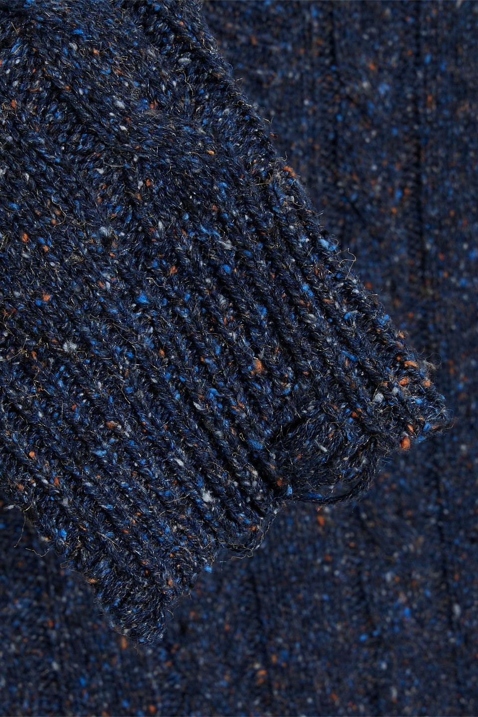 Autumn Cashmere Distressed Donegal Cable-knit Sweater In Navy