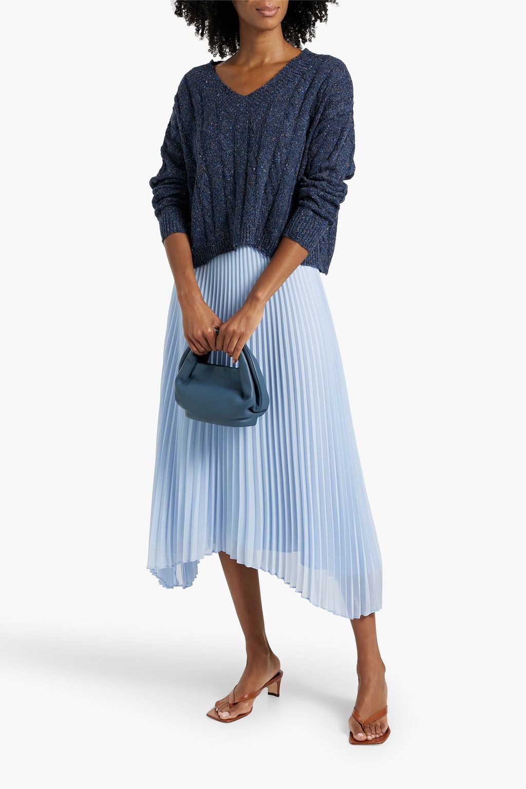 AUTUMN CASHMERE Distressed Donegal cable-knit sweater