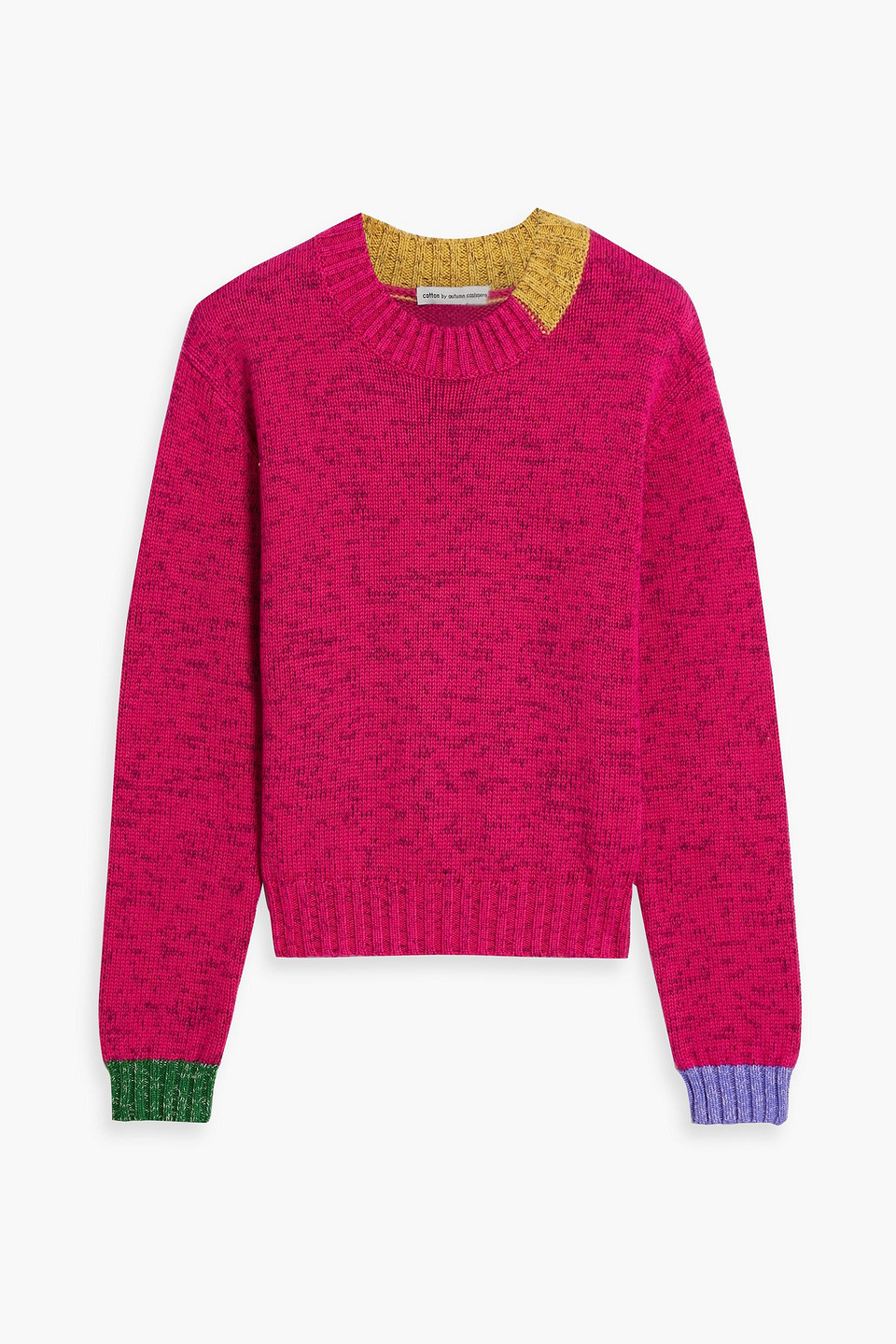 Cotton By Autumn Cashmere Color-block Cotton Sweater In Fuchsia