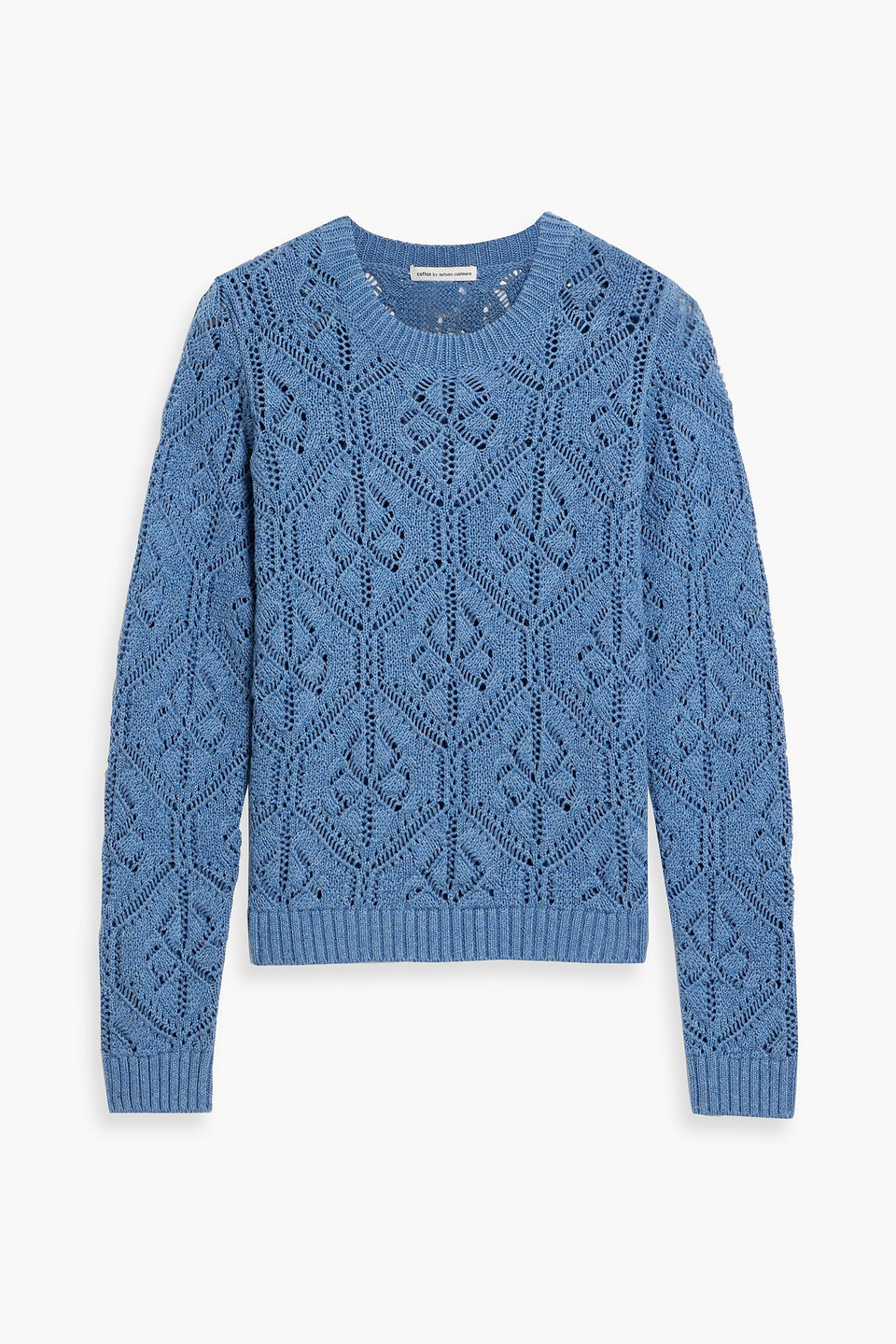 Cotton By Autumn Cashmere Pointelle-knit Cotton Sweater In Blue