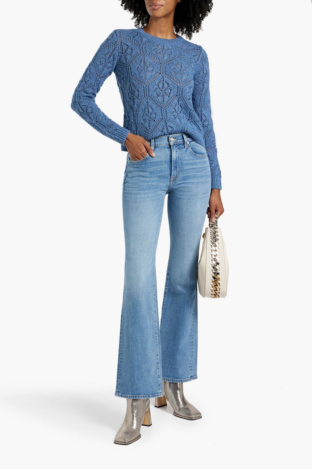 COTTON BY AUTUMN CASHMERE Pointelle-knit cotton sweater