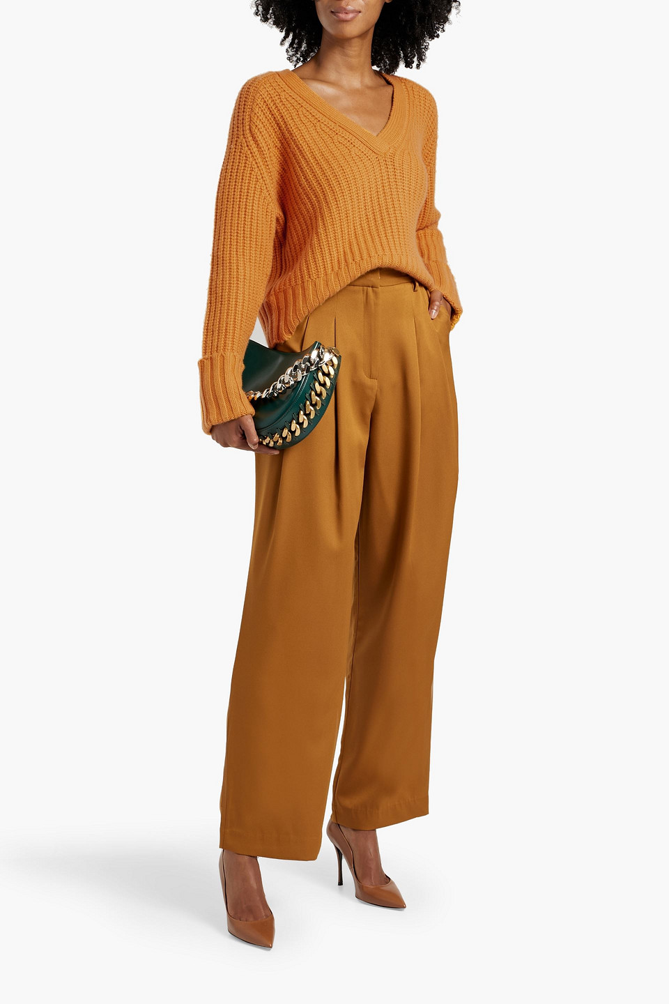 Autumn Cashmere Ribbed-knit Sweater In Saffron