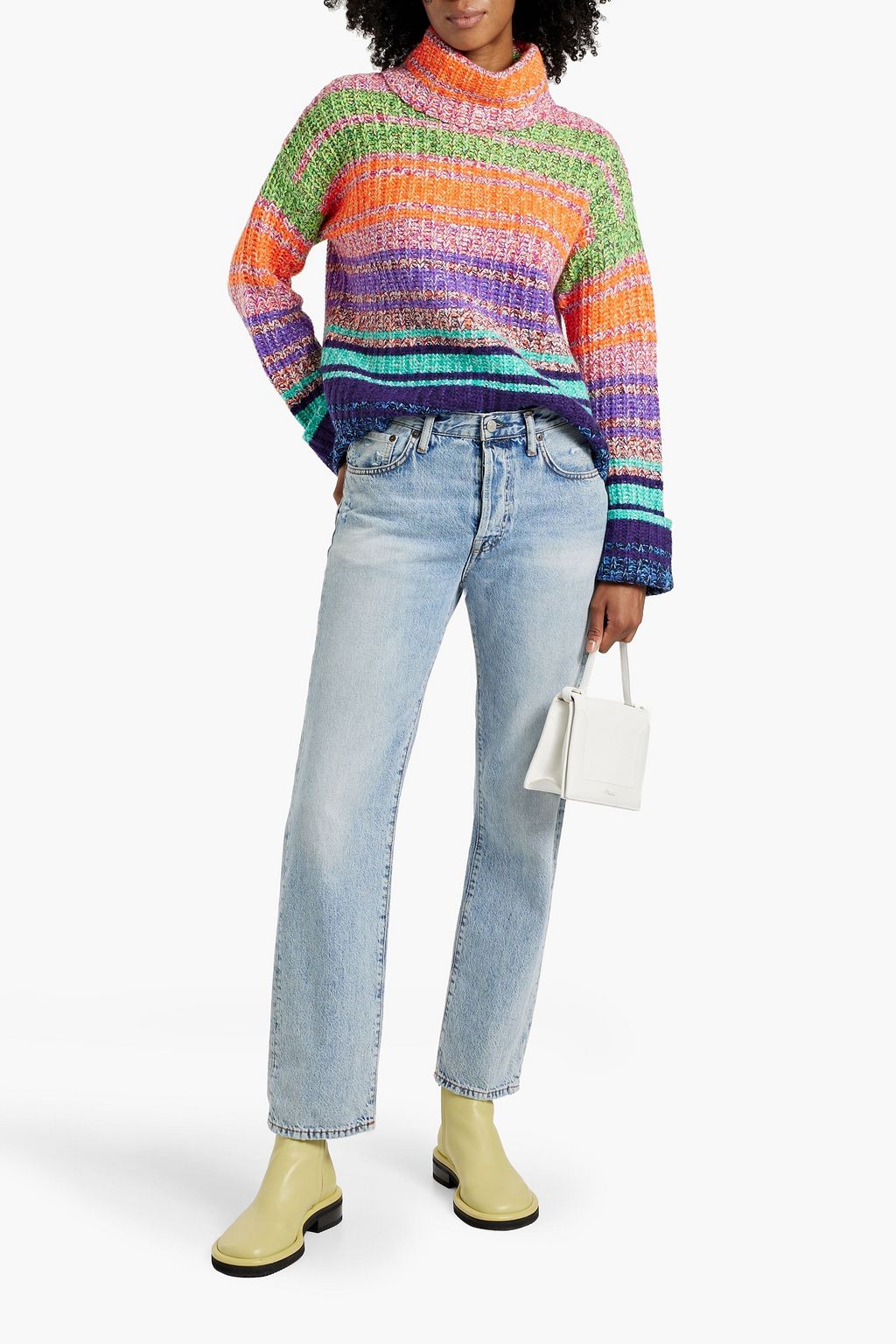 AUTUMN CASHMERE Striped cashmere turtleneck sweater