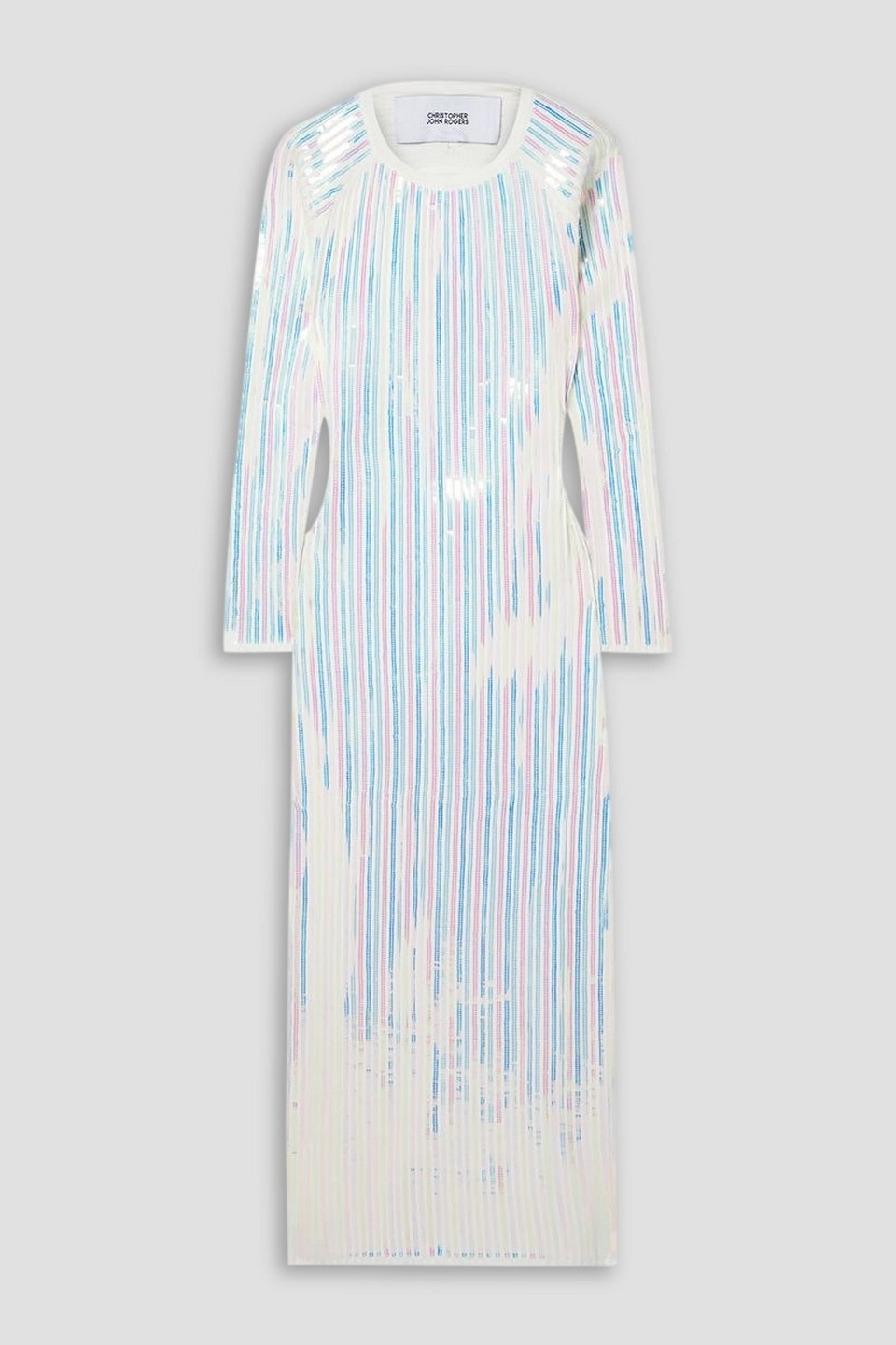 Christopher John Rogers Open-back Sequin-embellished Stretch-knit Midi Dress In White