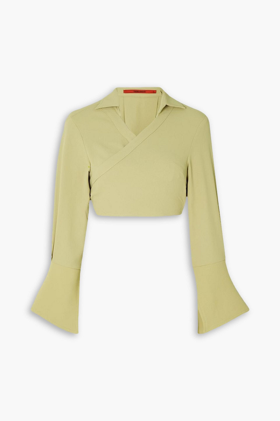 Thebe Magugu Cropped Crepe Shirt In Sage Green