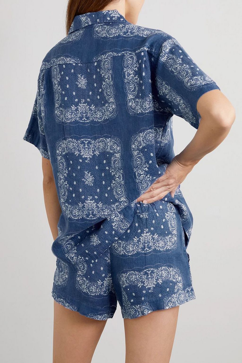DESMOND & DEMPSEY Cuban printed linen pajama set