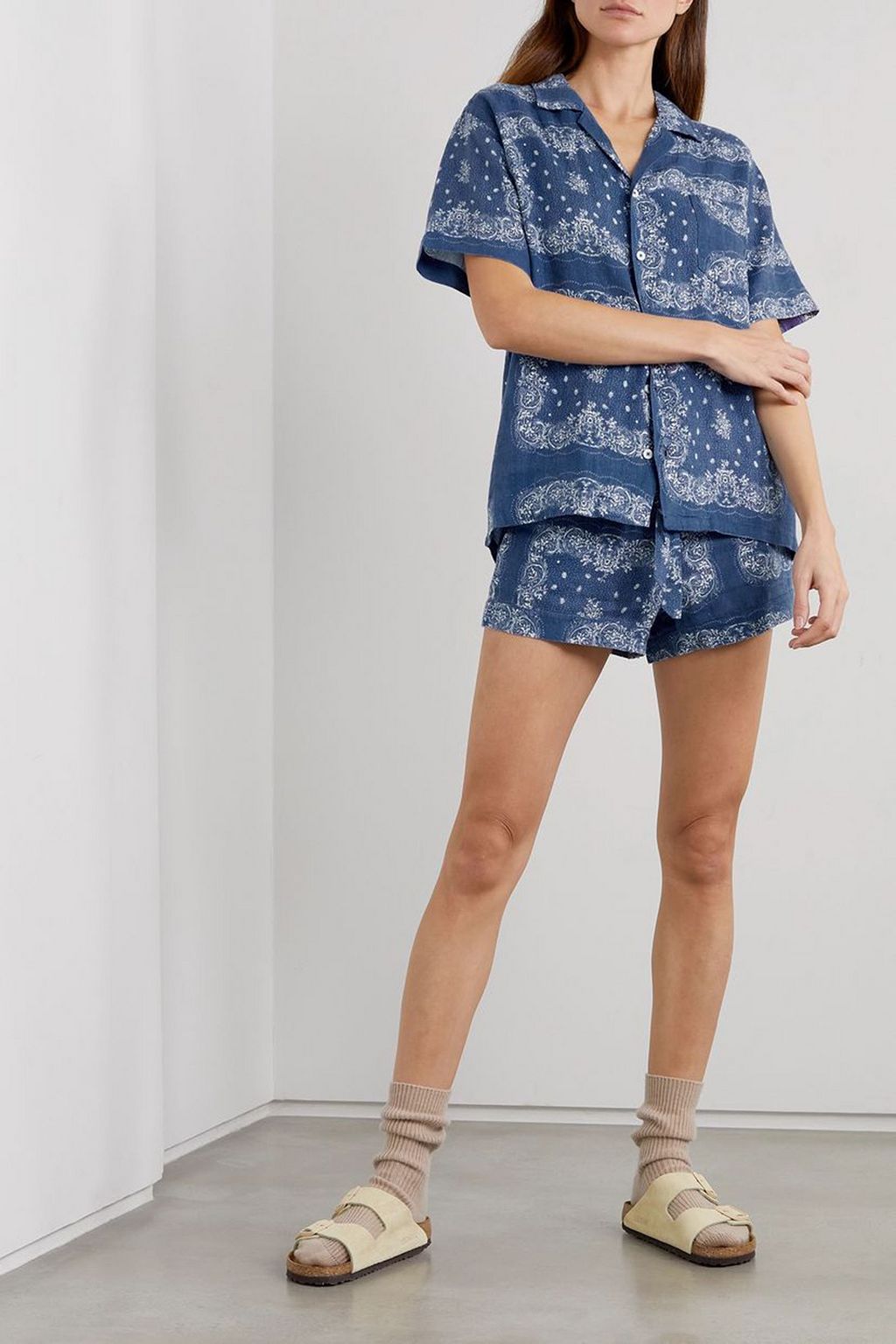DESMOND & DEMPSEY Cuban printed linen pajama set