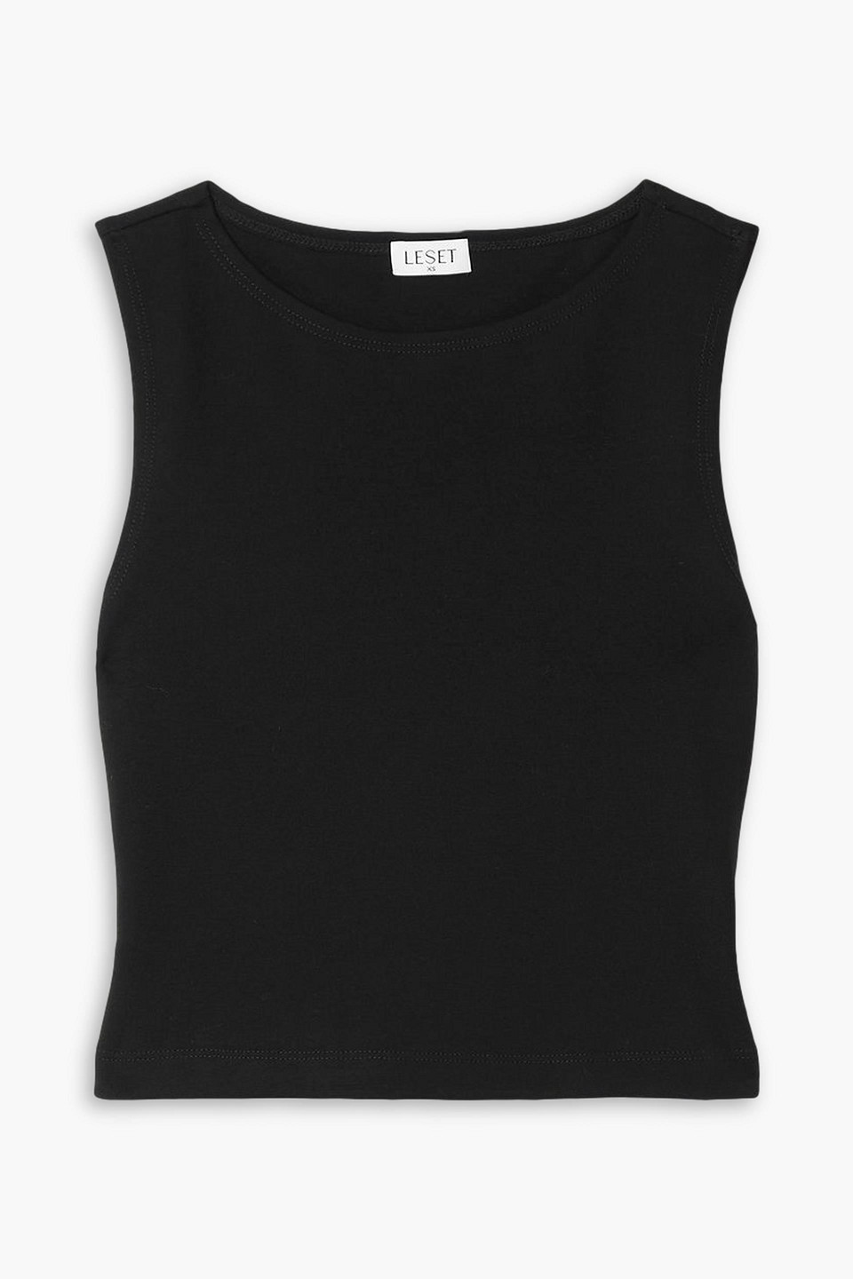Leset Lauren Sleeveless Crewneck Top In Black